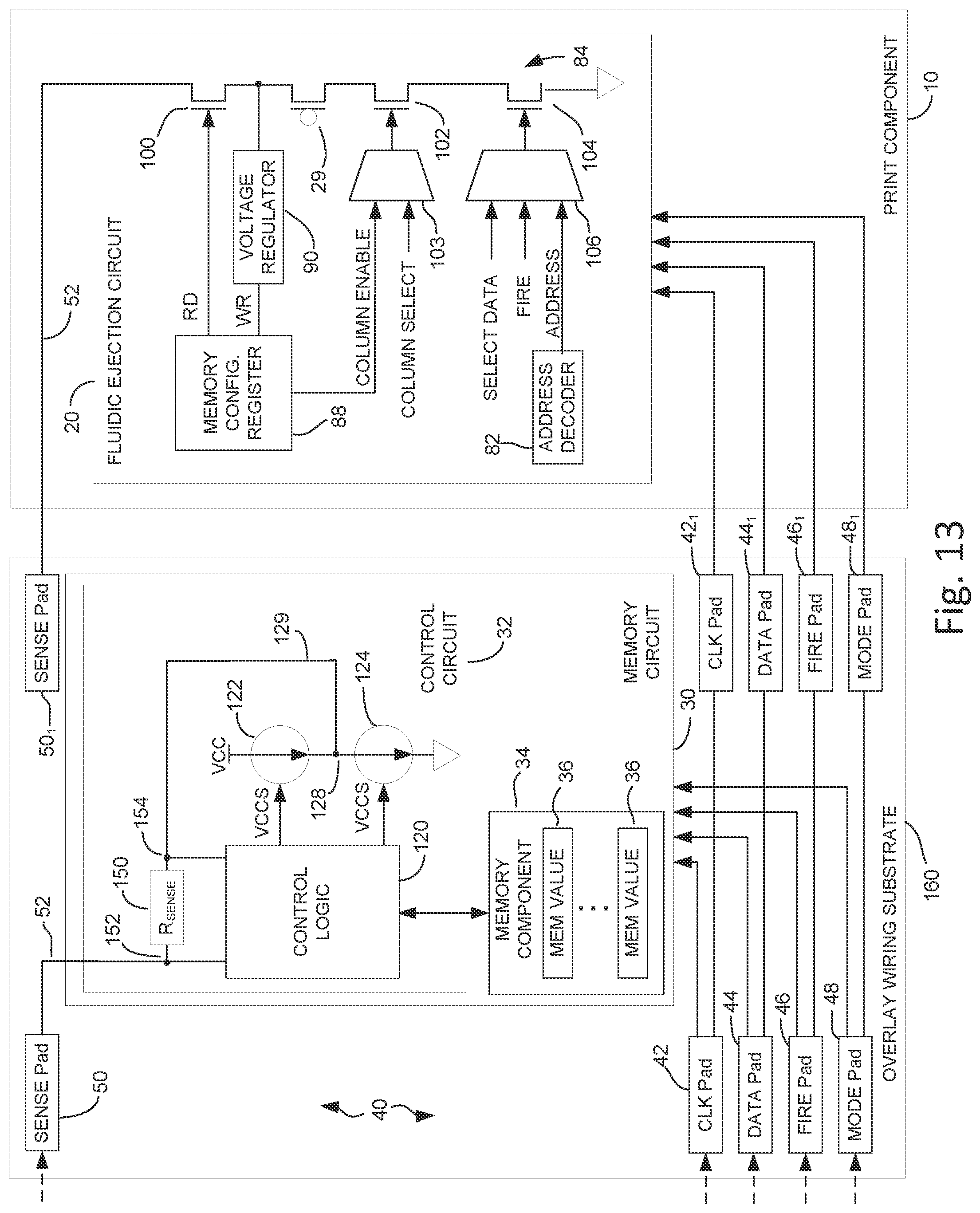Patent US11780222 Figure 13 – Print component with memory circuit