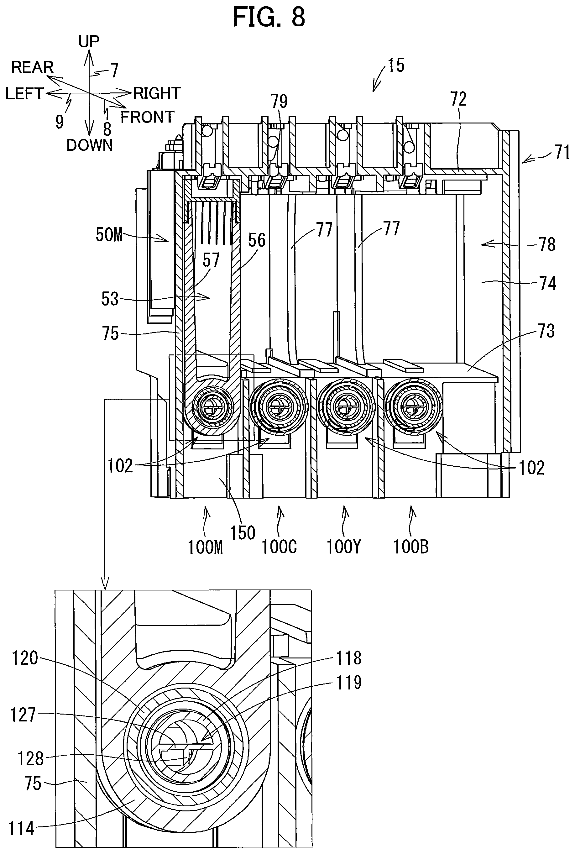 Patent US11780232 Figure 8 – Image recording apparatus comprising liquid supplying device having tank and cartridge