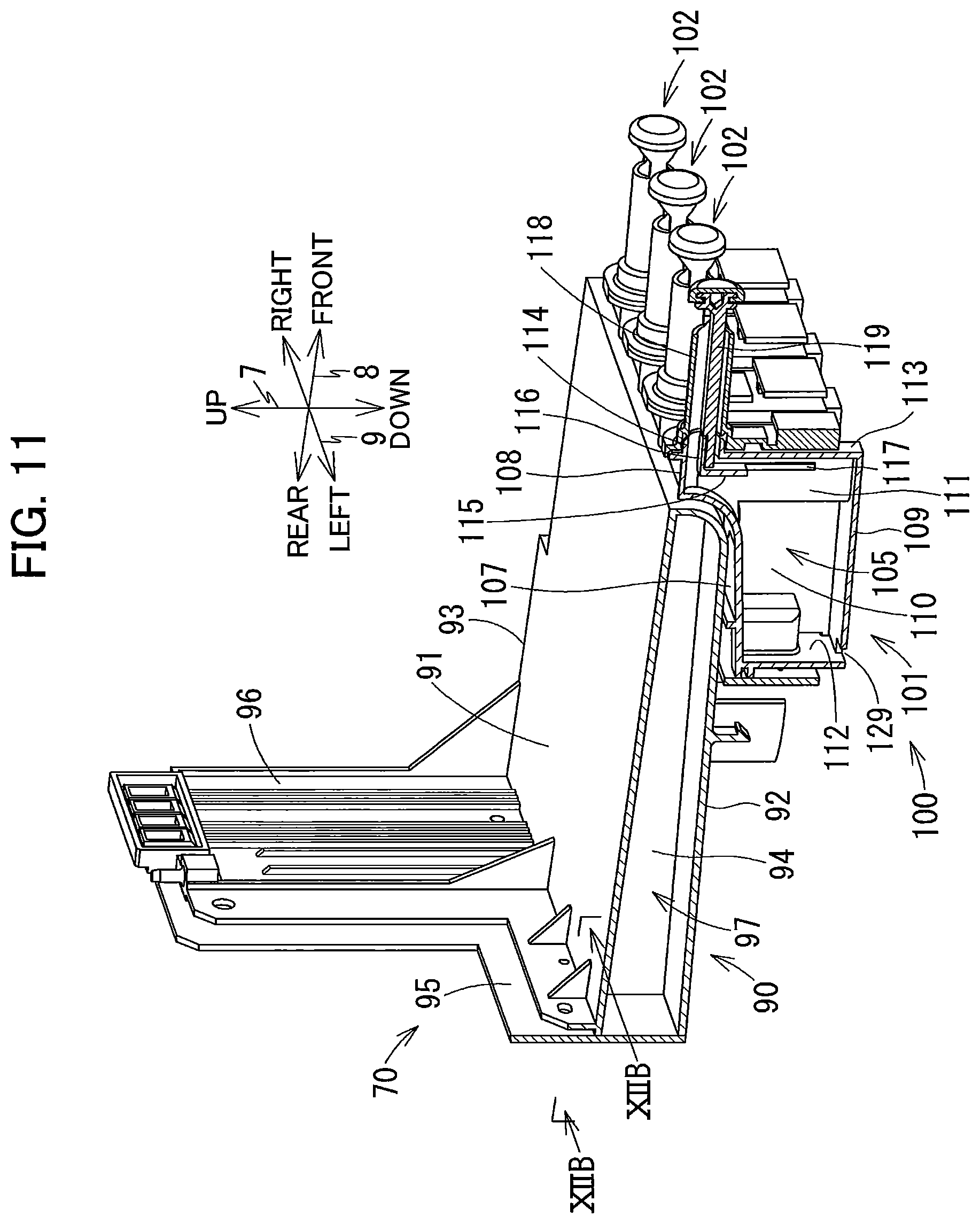 Patent US11780232 Figure 11 – Image recording apparatus comprising liquid supplying device having tank and cartridge