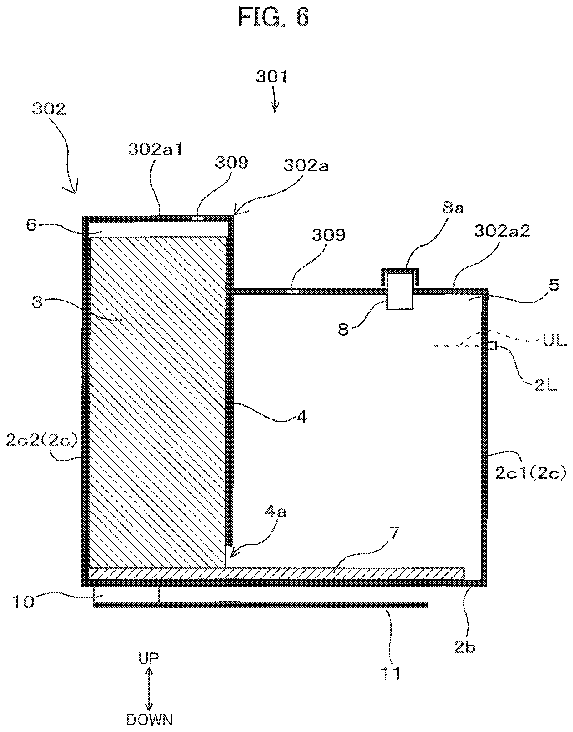 Patent US11780235 Figure 6 – Replenishable liquid storage tank including backpressure application member, and image-forming apparatus provided with the same
