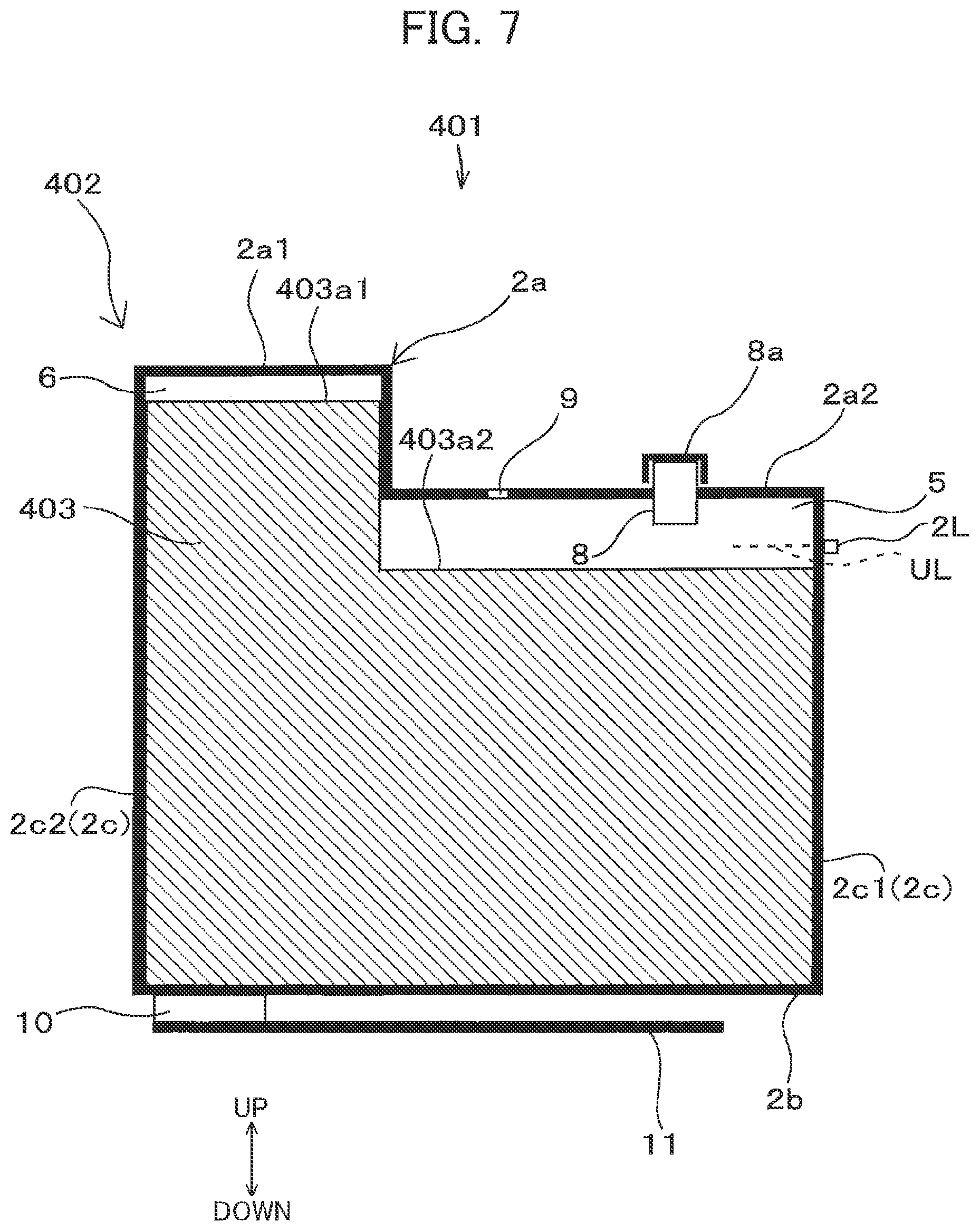 Patent US11780235 Figure 7 – Replenishable liquid storage tank including backpressure application member, and image-forming apparatus provided with the same