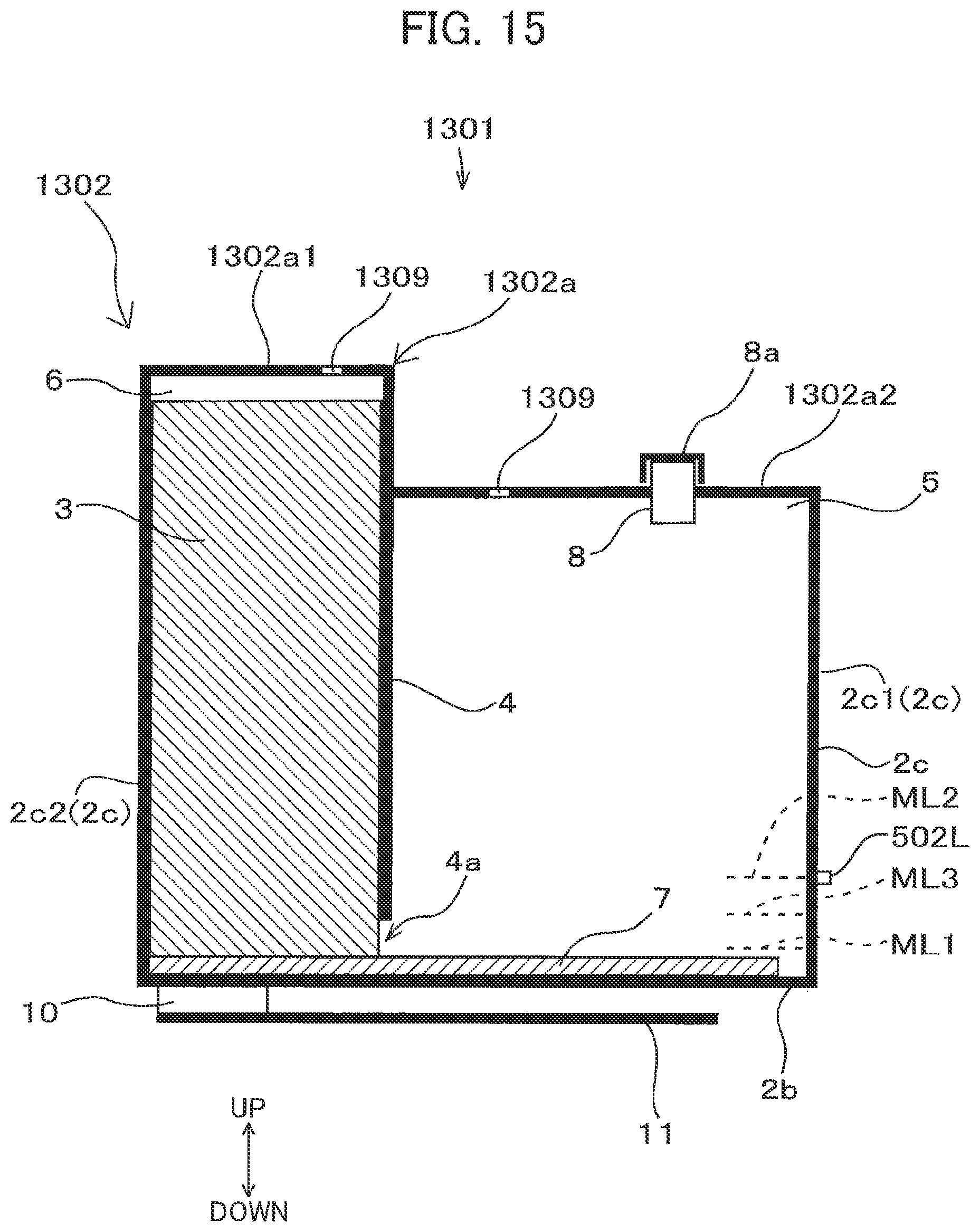 Patent US11780235 Figure 15 – Replenishable liquid storage tank including backpressure application member, and image-forming apparatus provided with the same