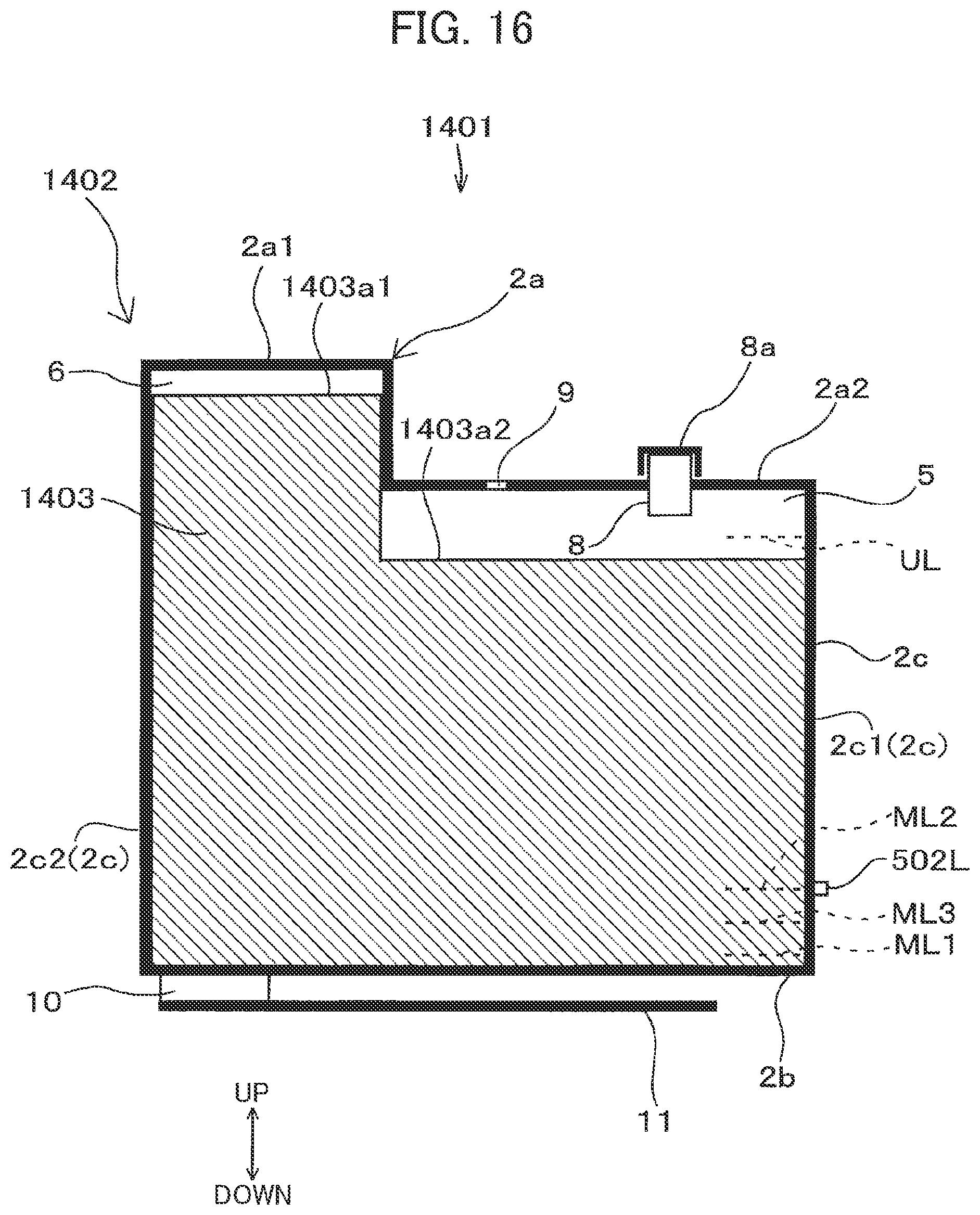 Patent US11780235 Figure 16 – Replenishable liquid storage tank including backpressure application member, and image-forming apparatus provided with the same