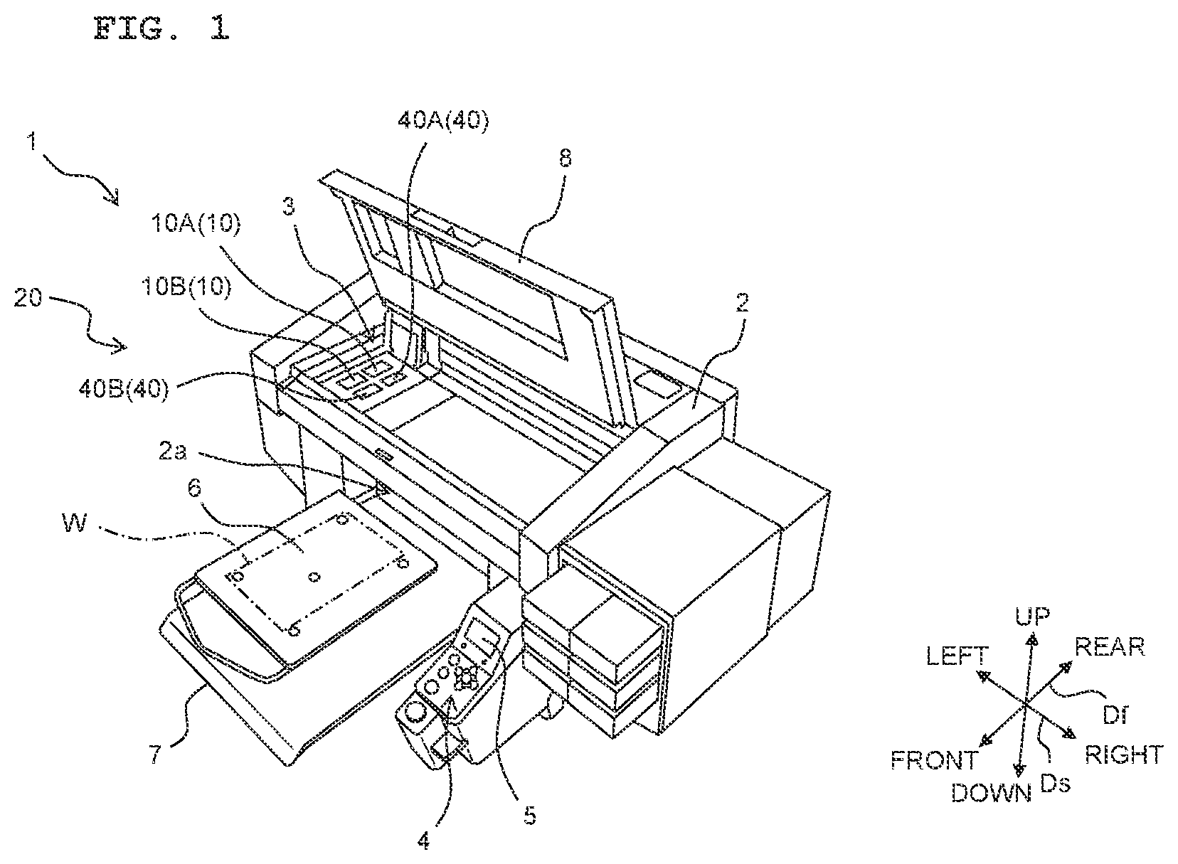 Patent US11780241 Figure 1 – Liquid discharging apparatus, provided with ultraviolet irradiator, liquid discharging method using liquid discharging apparatus provided with ultraviolet irradiator and storage medium storing program for liquid discharging apparatus provided with ultraviolet irradiator