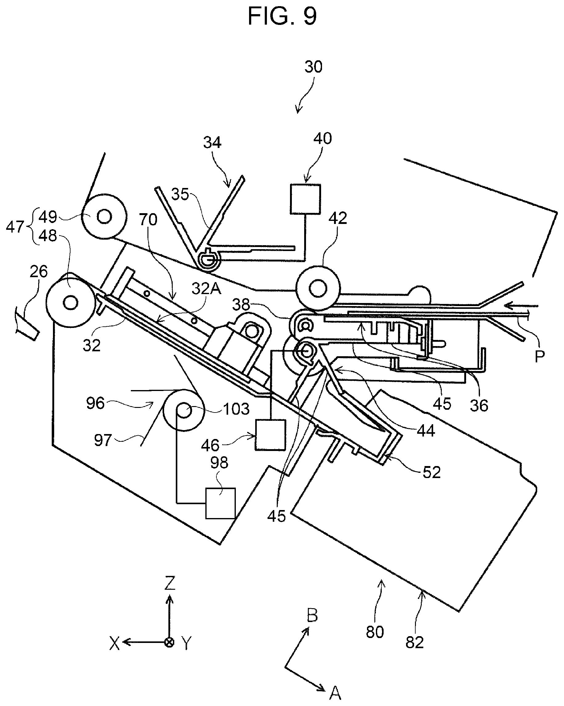 Patent US11780246 Figure 8 – Post-processing device and recording system