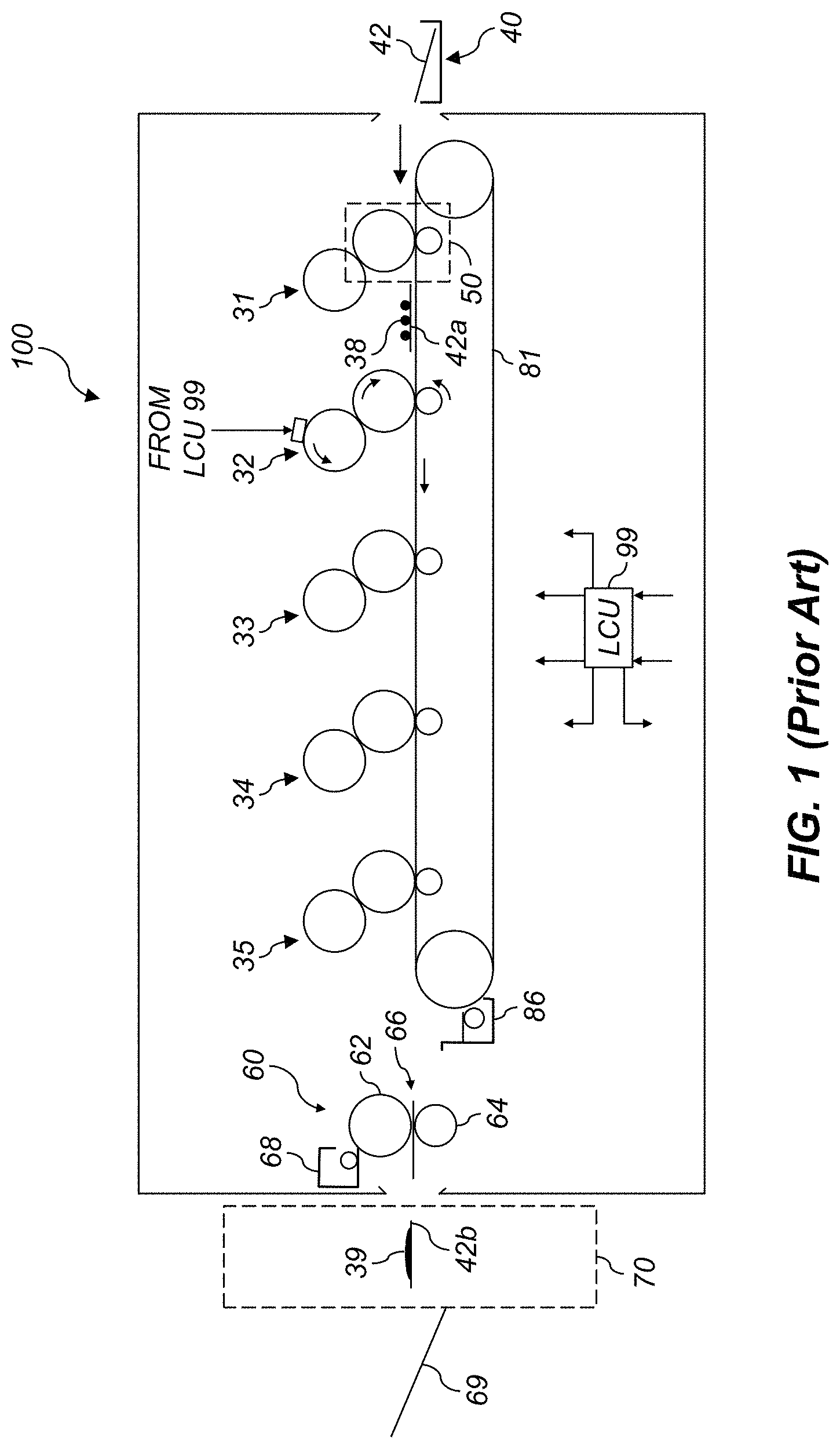 Patent US11780248 Figure 1 – Printing system with universal media border detection