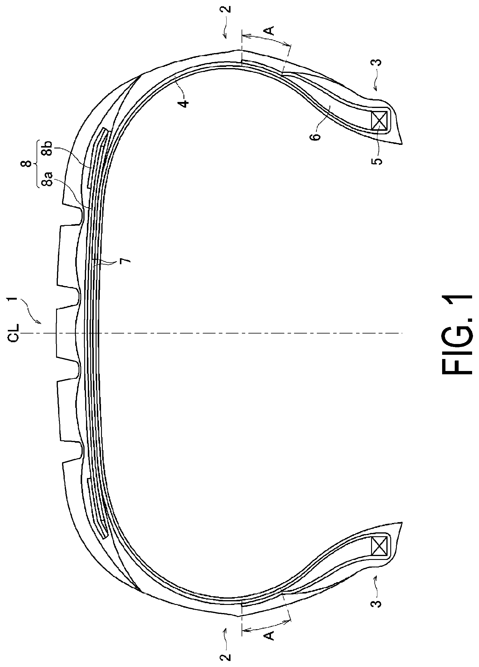 Patent US11780267 Figure 1 – Pneumatic tire