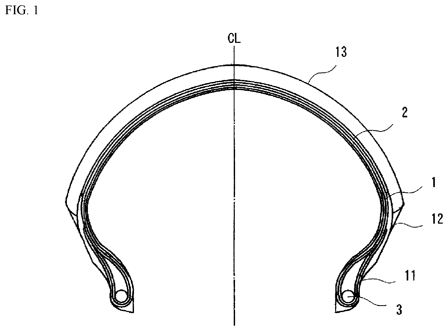 Patent US11780269 Figure 1 – Pneumatic tire for motorcycle
