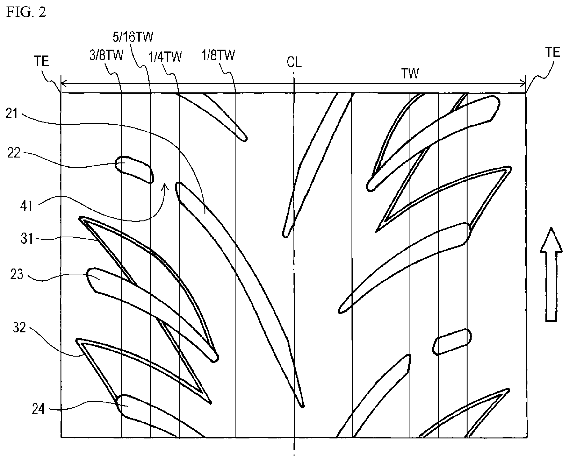 Patent US11780269 Figure 2 – Pneumatic tire for motorcycle