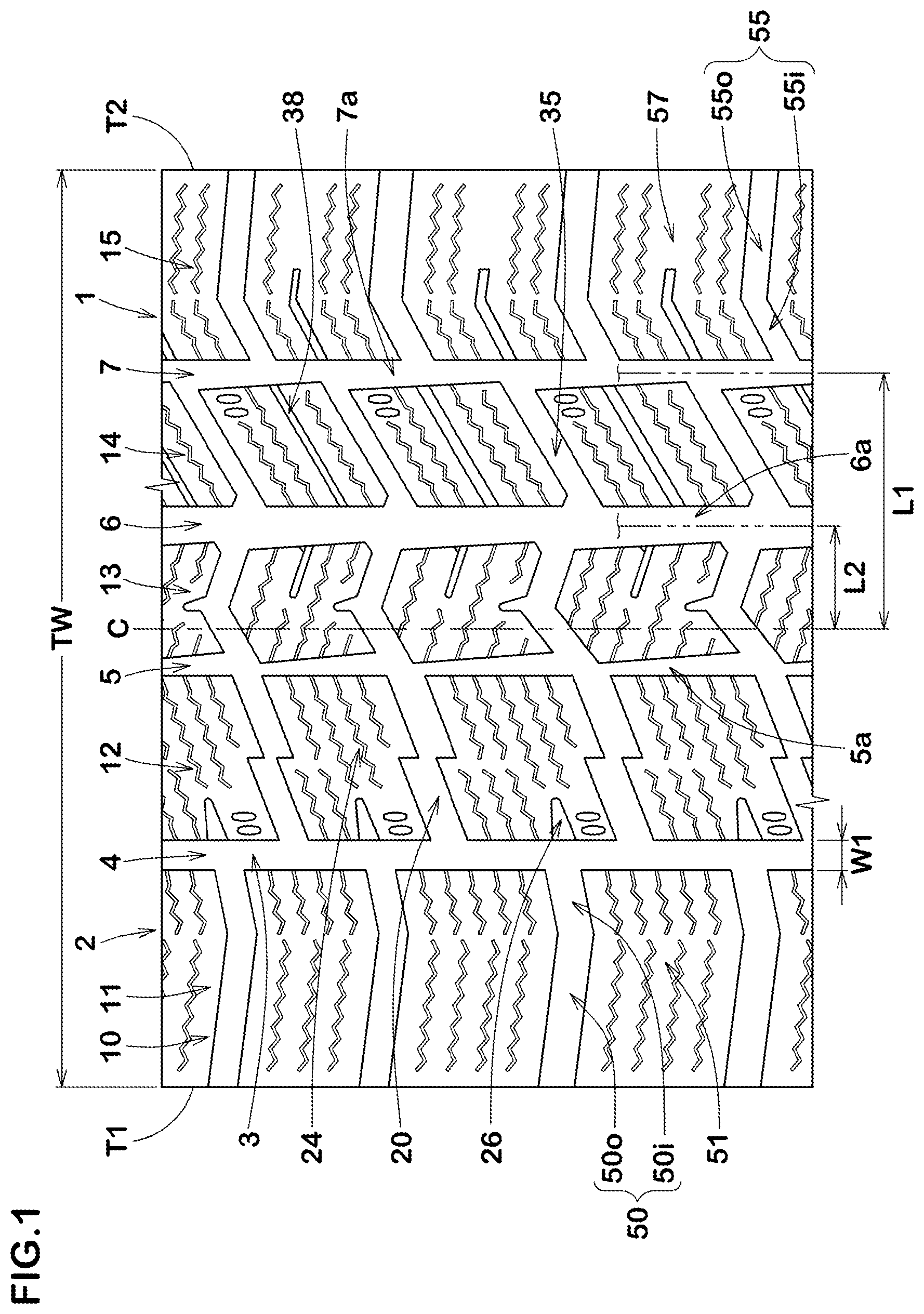 Patent US11780270 Figure 1 – Tire