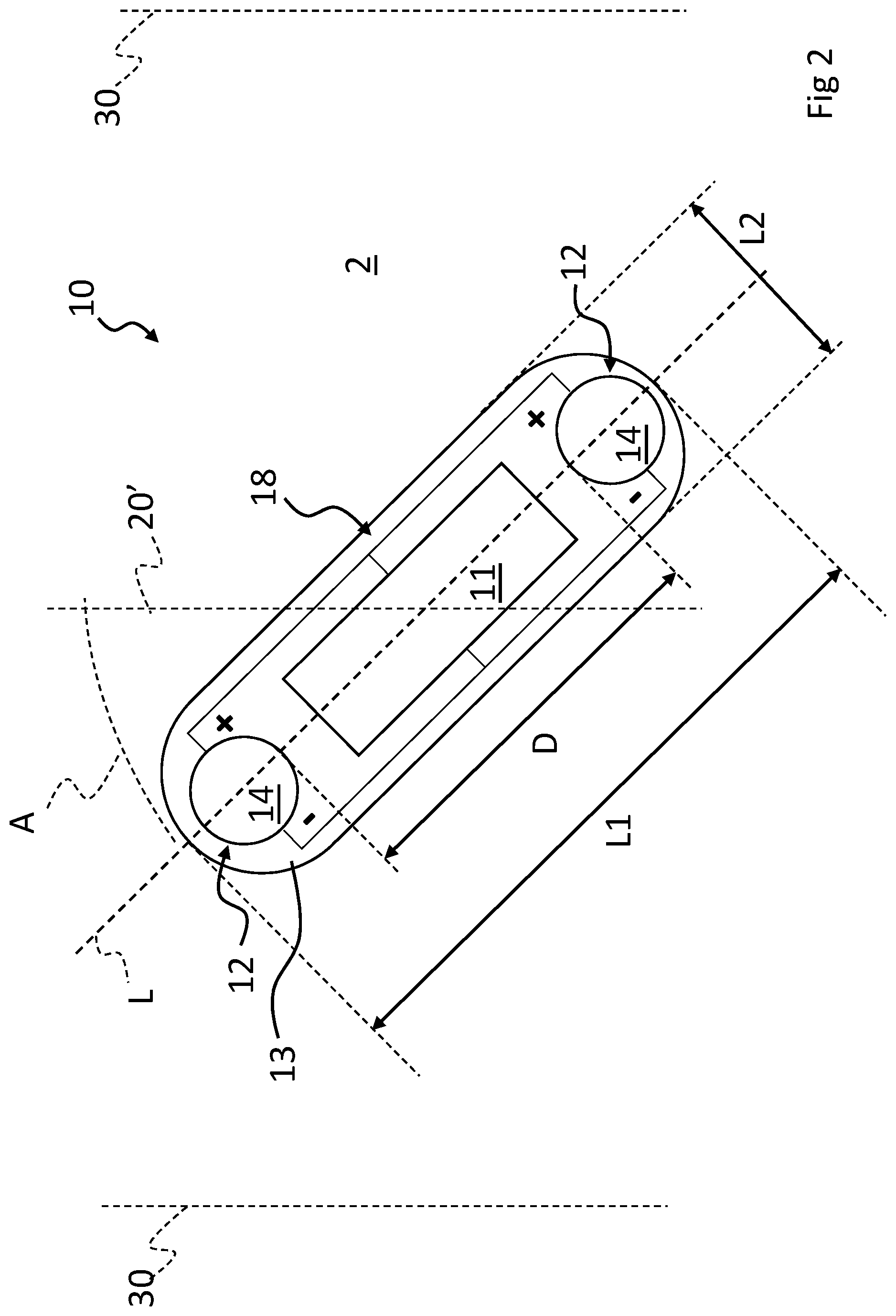 Patent US11780276 Figure 2 – Tyre comprising monitoring device with a flexible support