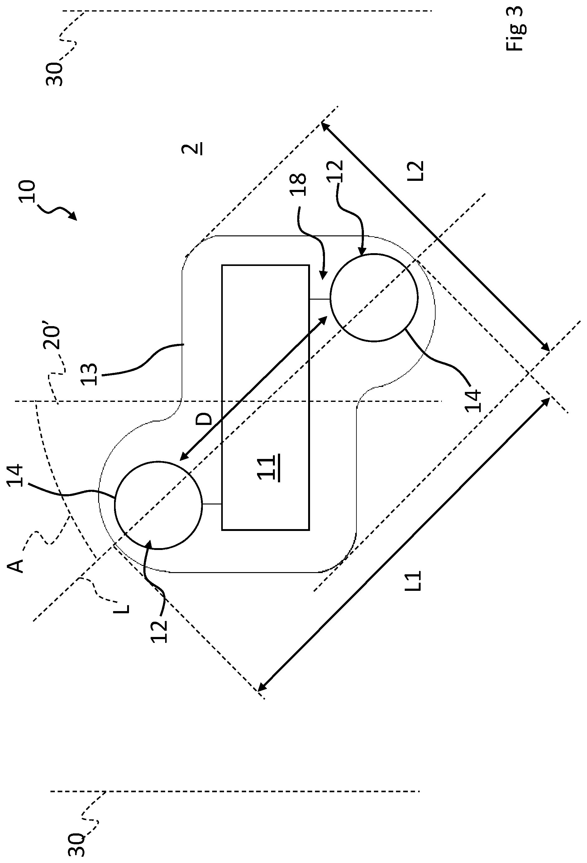 Patent US11780276 Figure 3 – Tyre comprising monitoring device with a flexible support