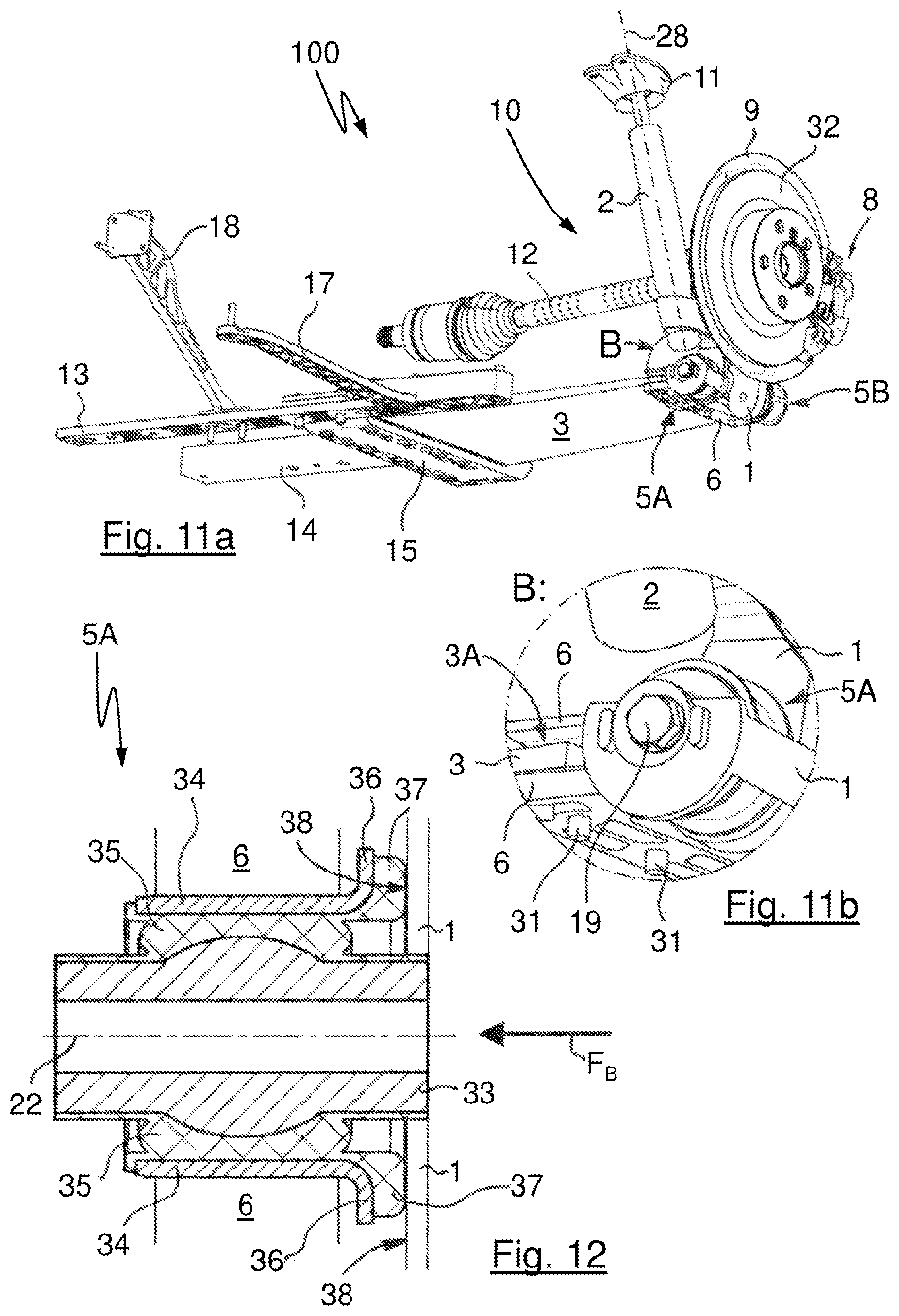 Patent US11780281 Figure 6 – Independent wheel suspension for a two-track vehicle, axle and vehicle