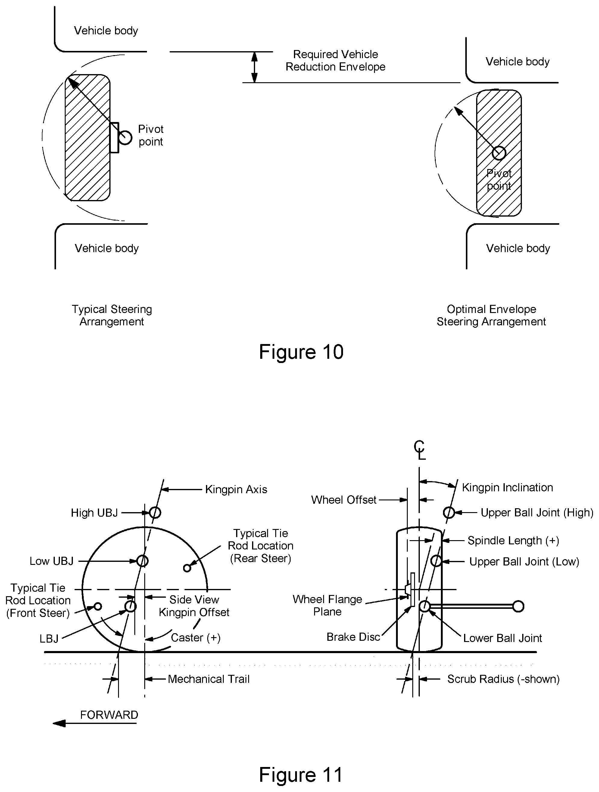 Patent US11780283 Figure 7 – Vehicle suspension and drive mechanism with virtual steering pivot