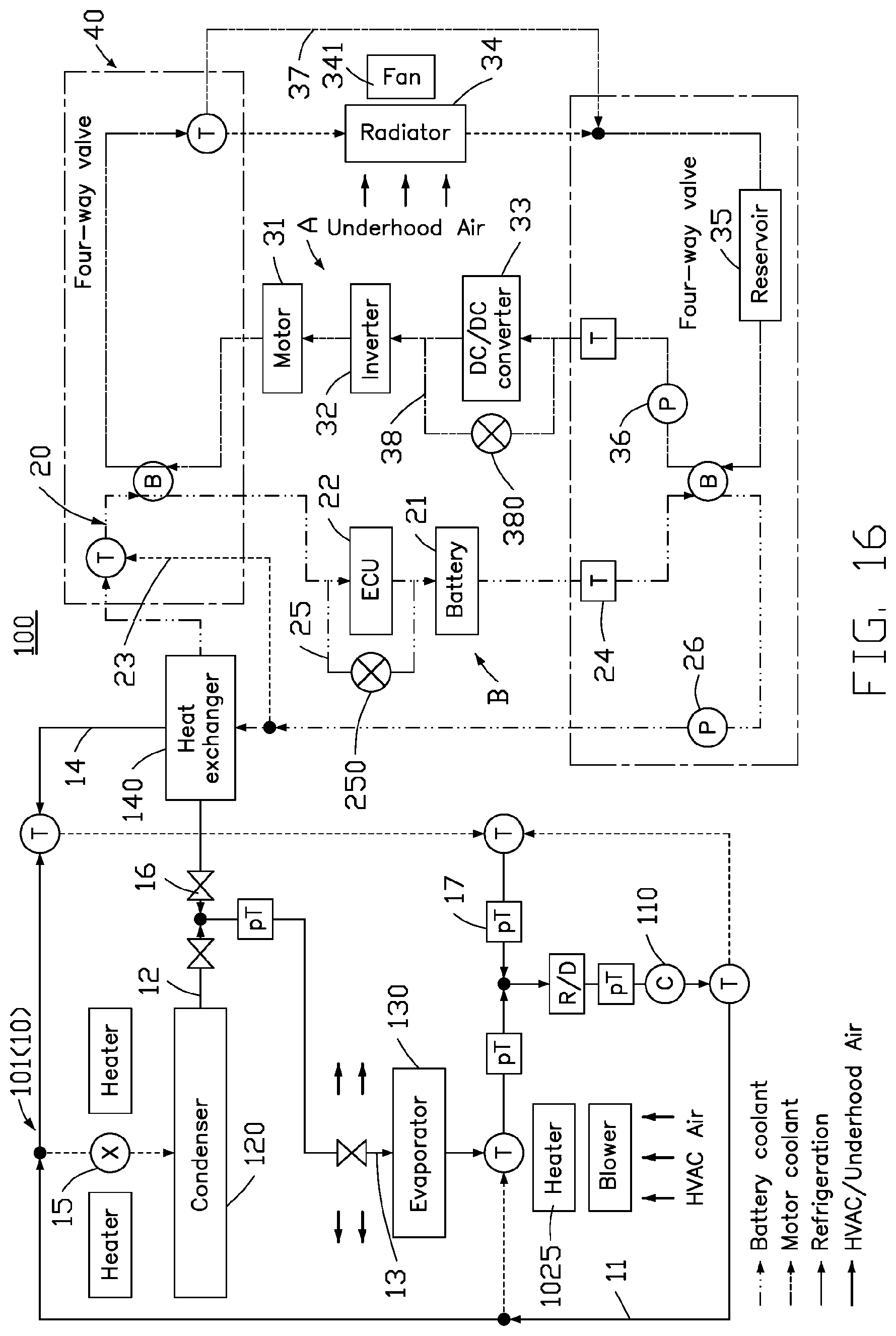 Patent US11780287 Figure 16 – Thermal management system and electric vehicle having the same