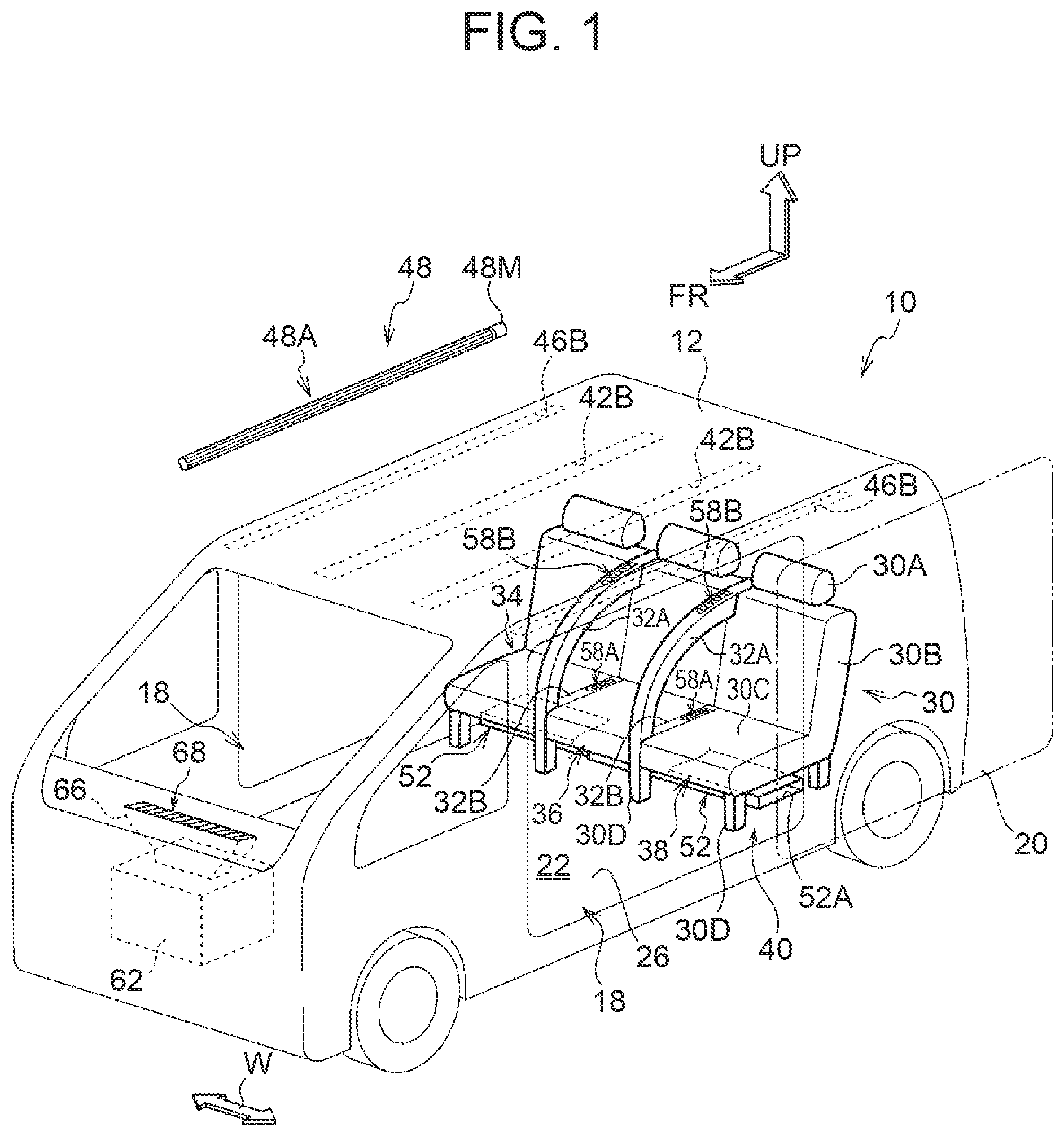 Patent US11780288 — Vehicle cabin airflow forming device — Figure 1