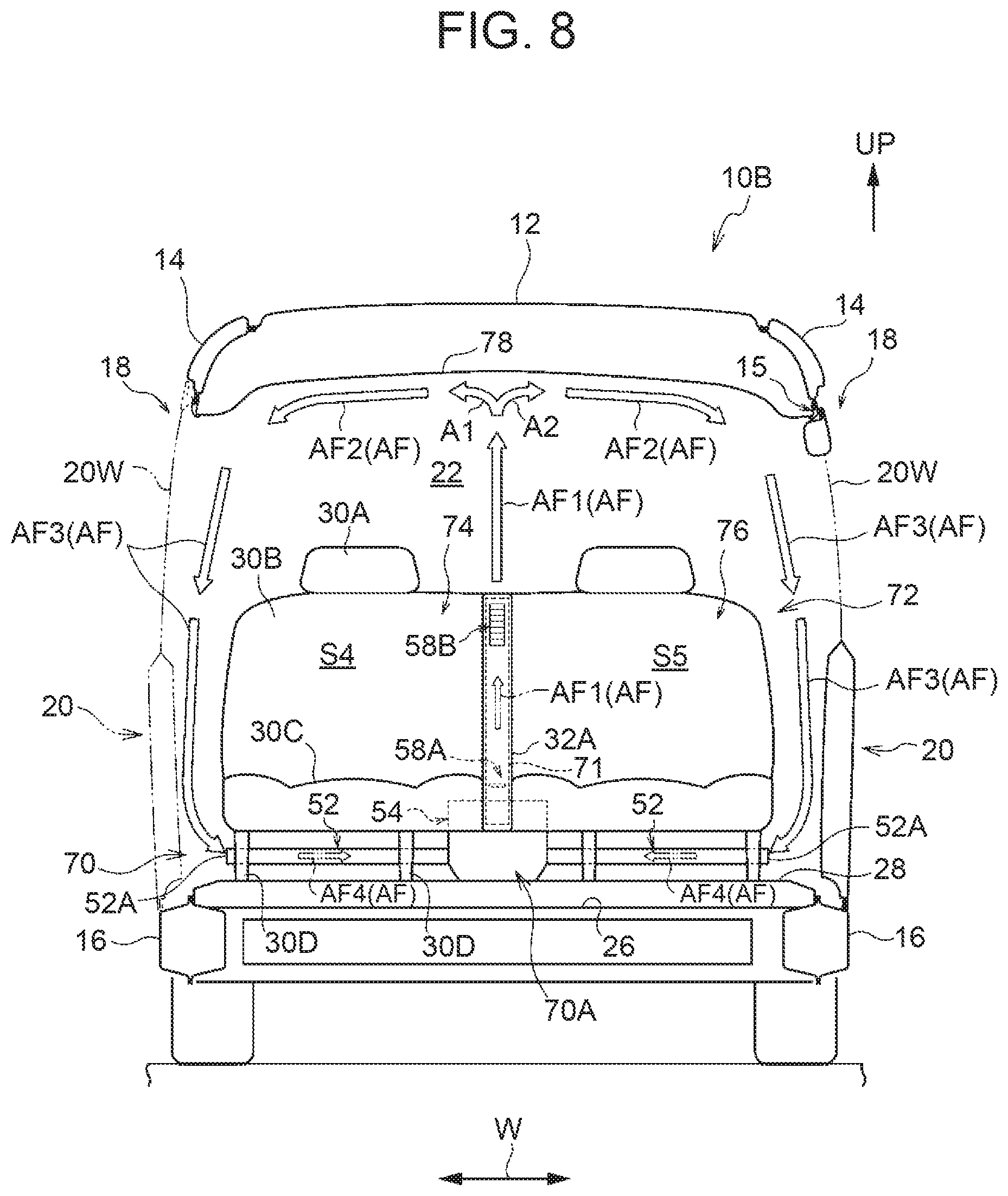 Patent US11780288 Figure 8 – Vehicle cabin airflow forming device