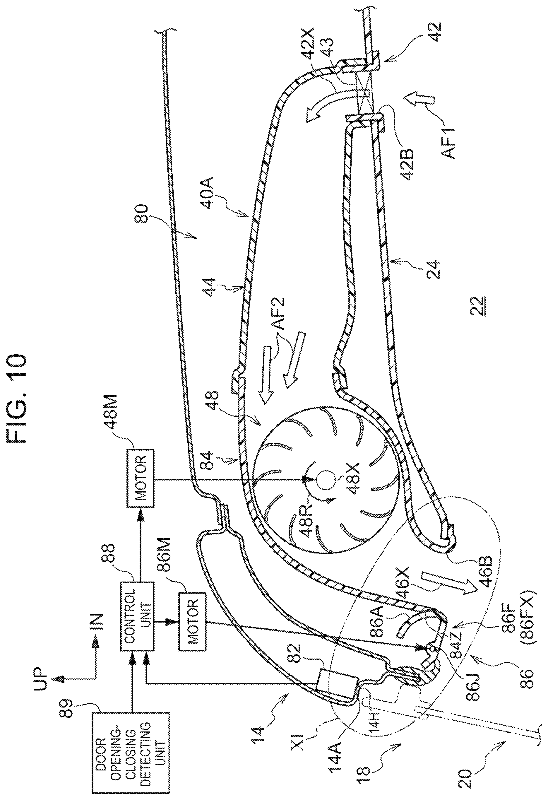 Patent US11780288 Figure 10 – Vehicle cabin airflow forming device