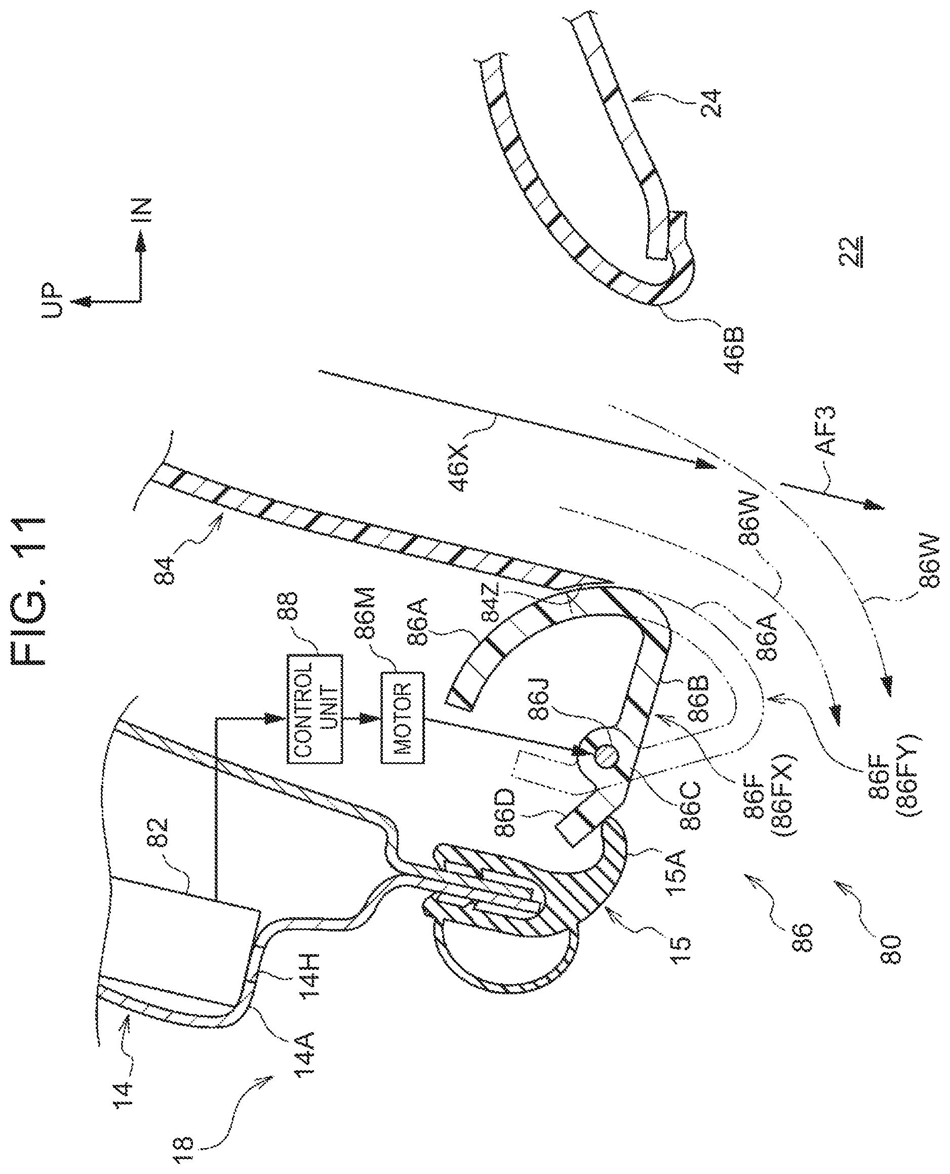 Patent US11780288 Figure 11 – Vehicle cabin airflow forming device