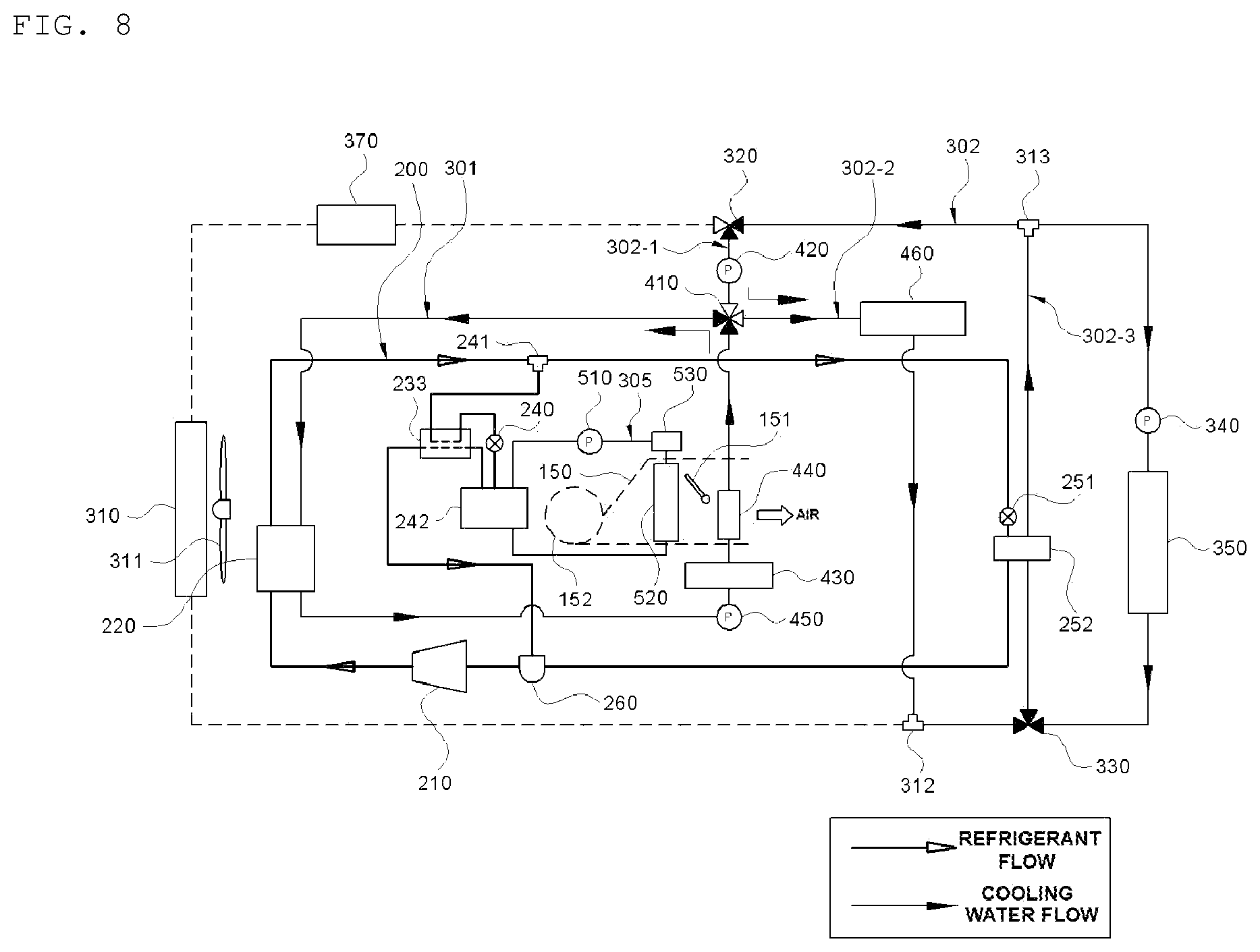 Patent US11780297 Figure 8 – Heat management system