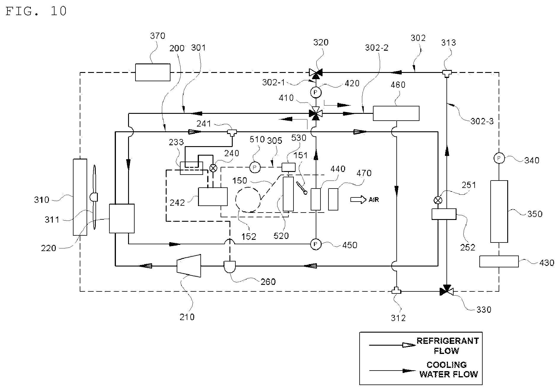 Patent US11780297 Figure 10 – Heat management system