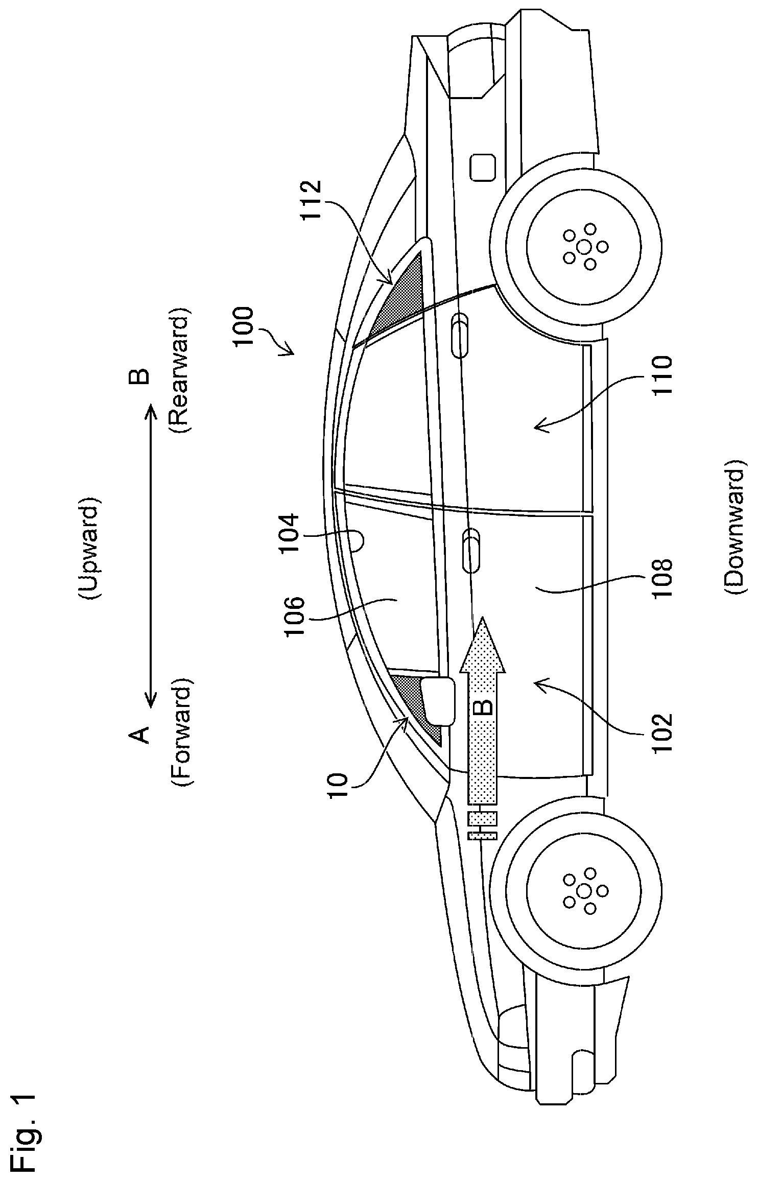 Patent US11780300 Figure 1 – Fixed window glass with division bar