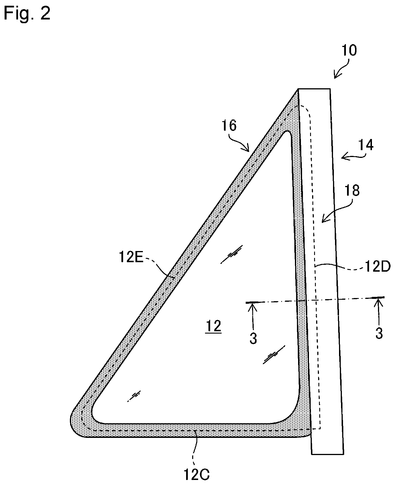 Patent US11780300 Figure 2 – Fixed window glass with division bar