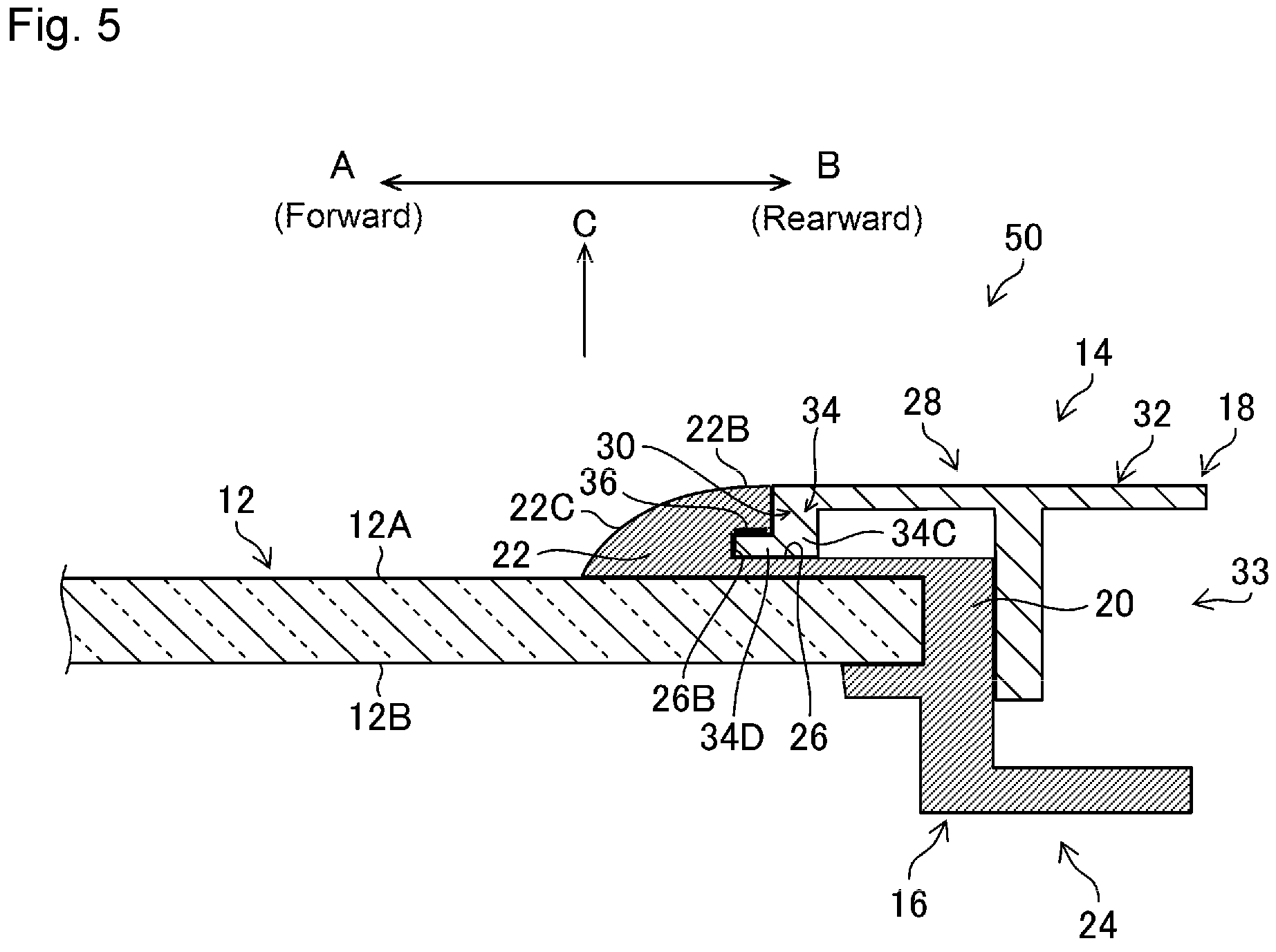 Patent US11780300 Figure 5 – Fixed window glass with division bar