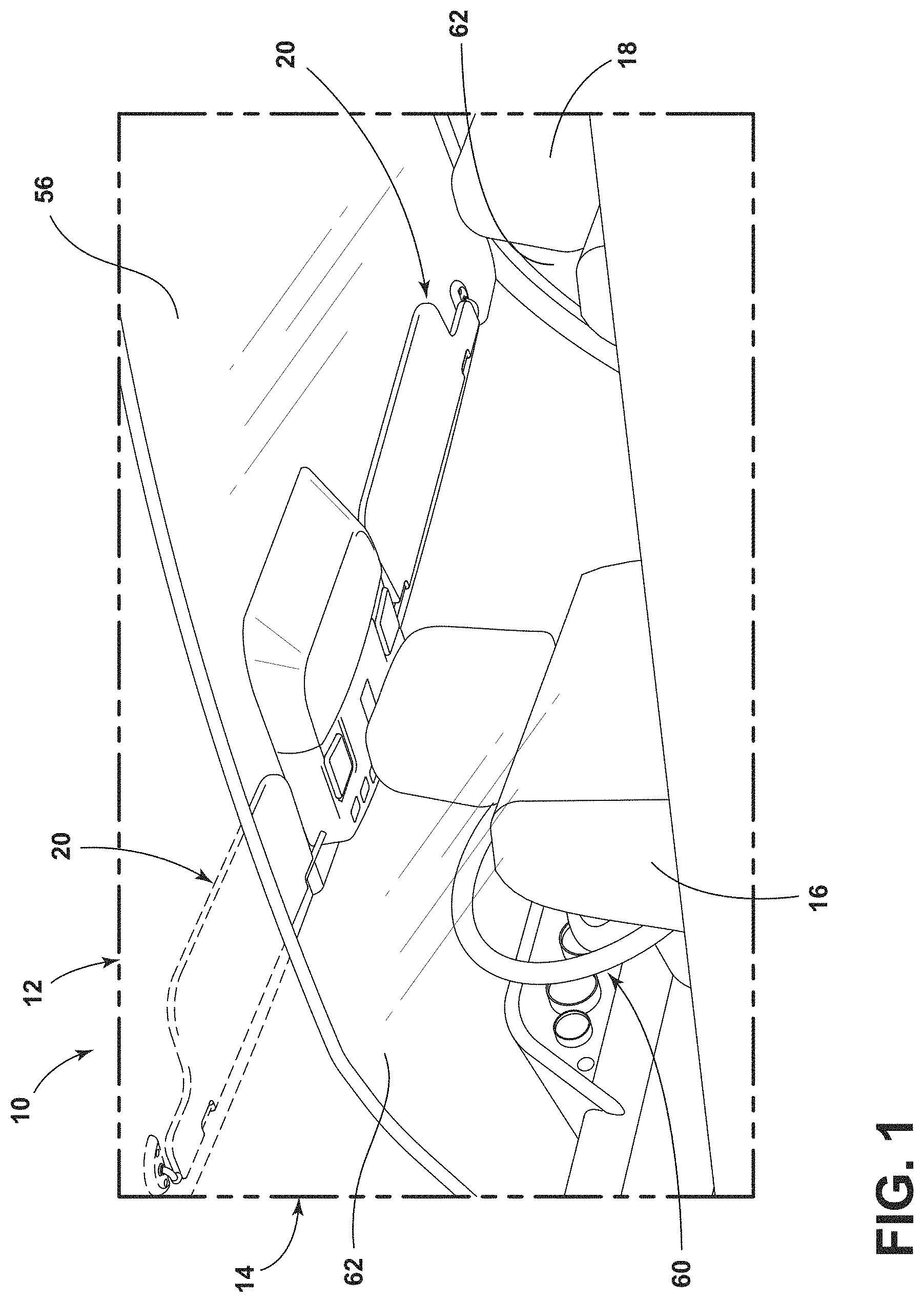 Patent US11780302 Figure 1 – Sun visor with an incorporated impact point