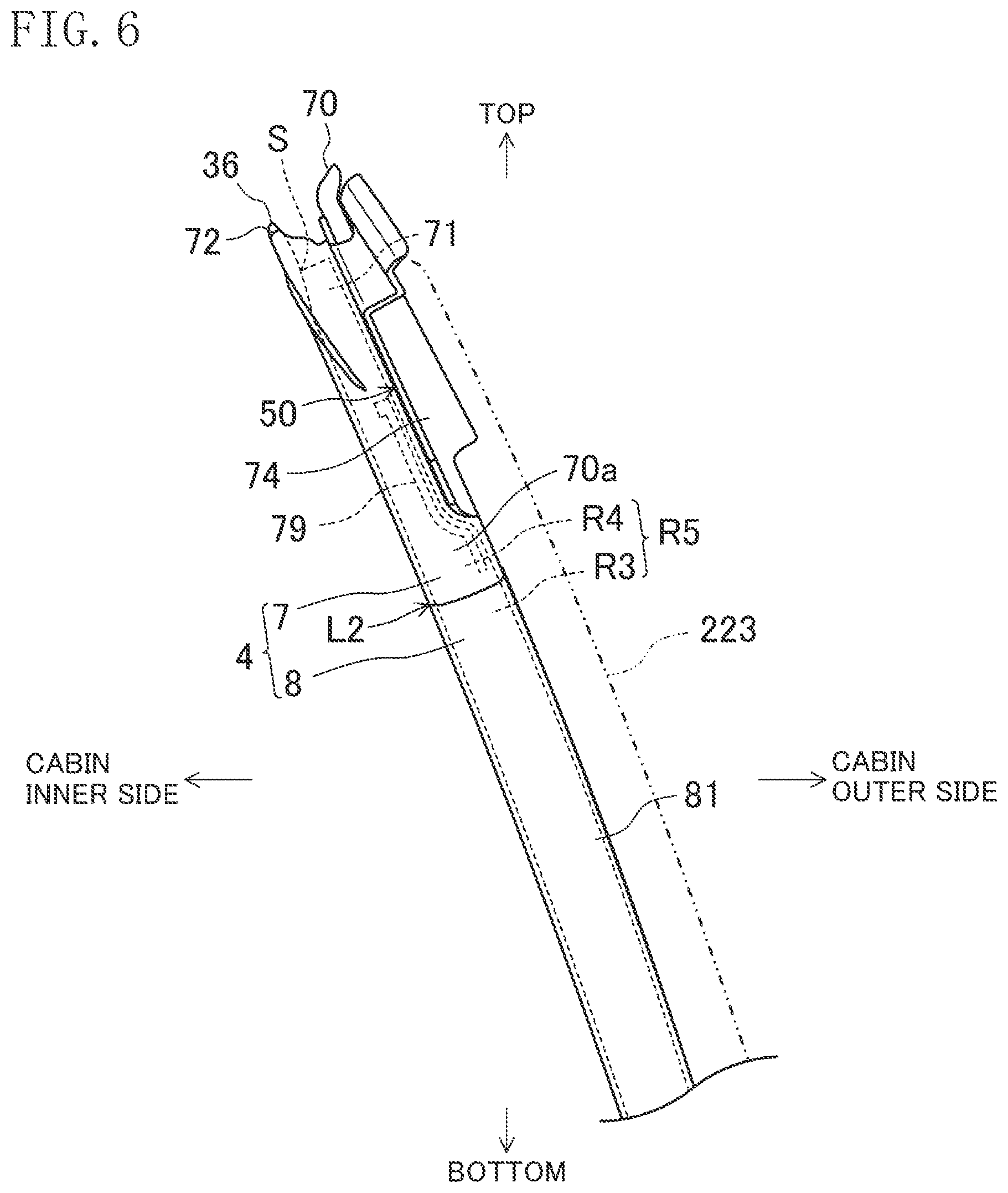 Patent US11780307 Figure 6 – Sealing member for vehicle door
