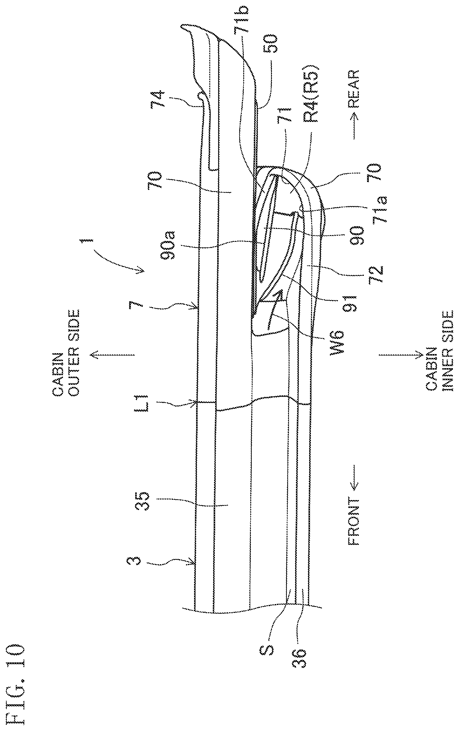Patent US11780307 Figure 10 – Sealing member for vehicle door