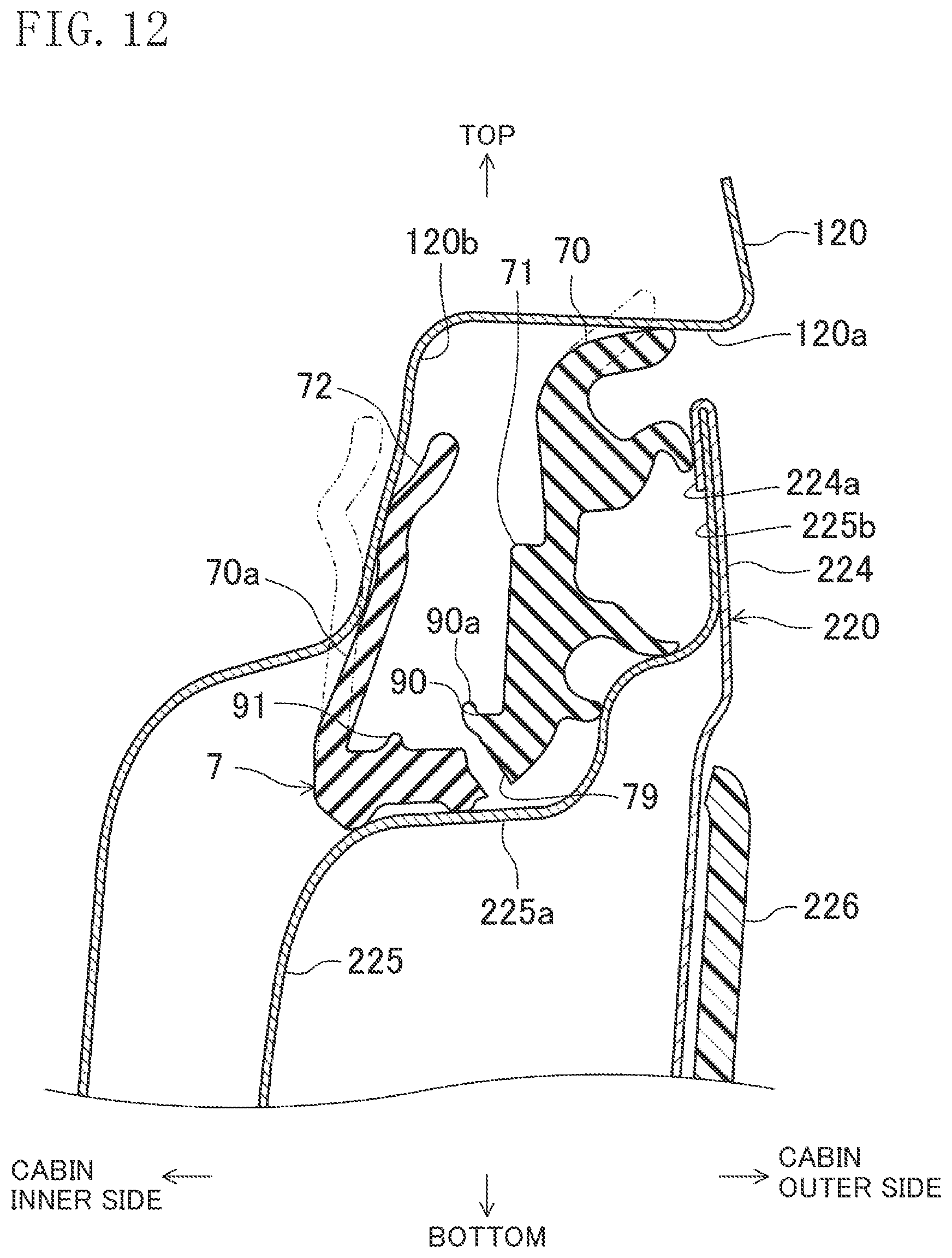 Patent US11780307 Figure 12 – Sealing member for vehicle door