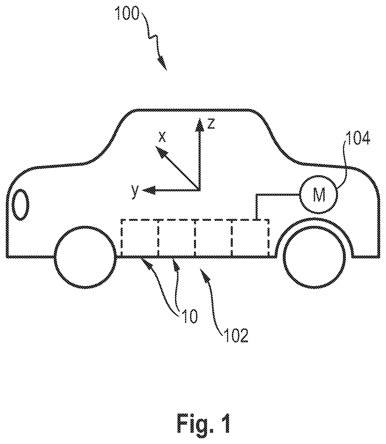 Patent US11780310 Figure 1 – Motor vehicle comprising a traction battery module