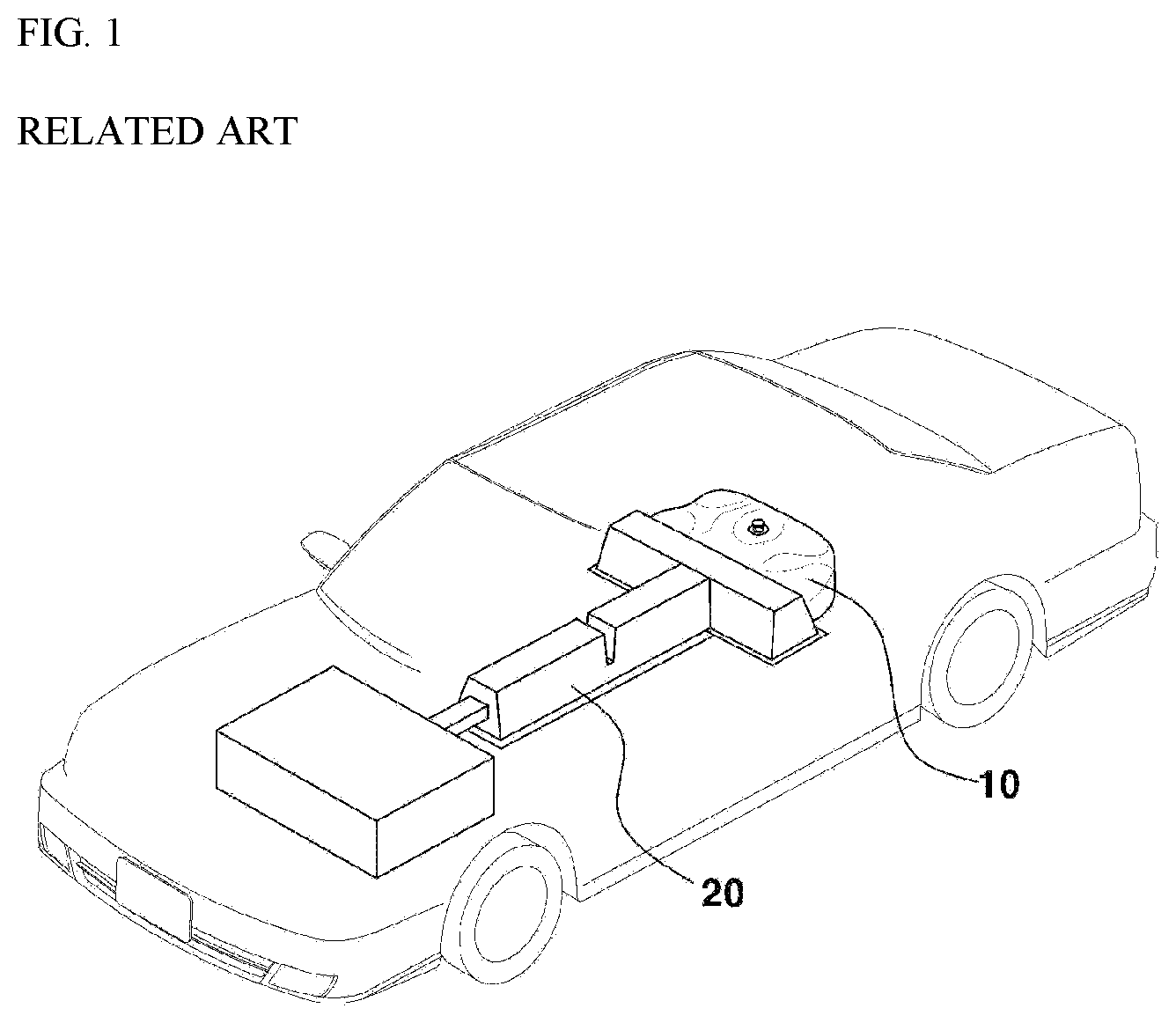 Patent US11780314 Figure 1 – Hybrid vehicle having improved arrangement structure