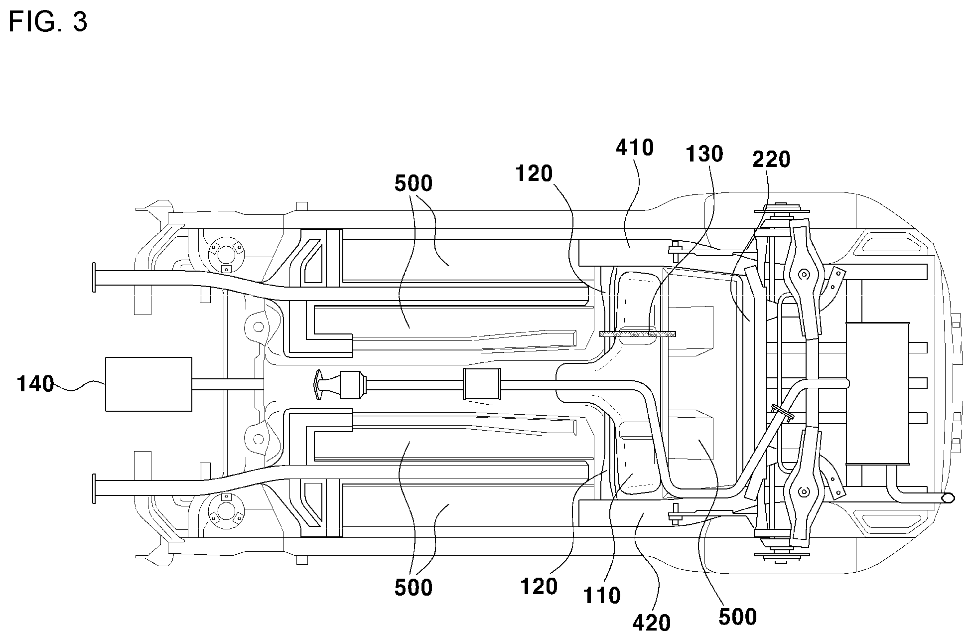 Patent US11780314 Figure 3 – Hybrid vehicle having improved arrangement structure