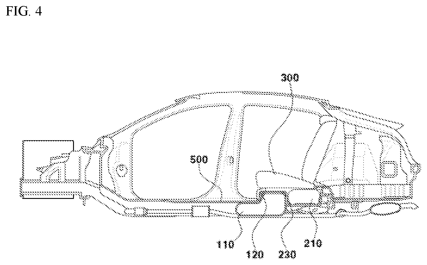 Patent US11780314 Figure 4 – Hybrid vehicle having improved arrangement structure
