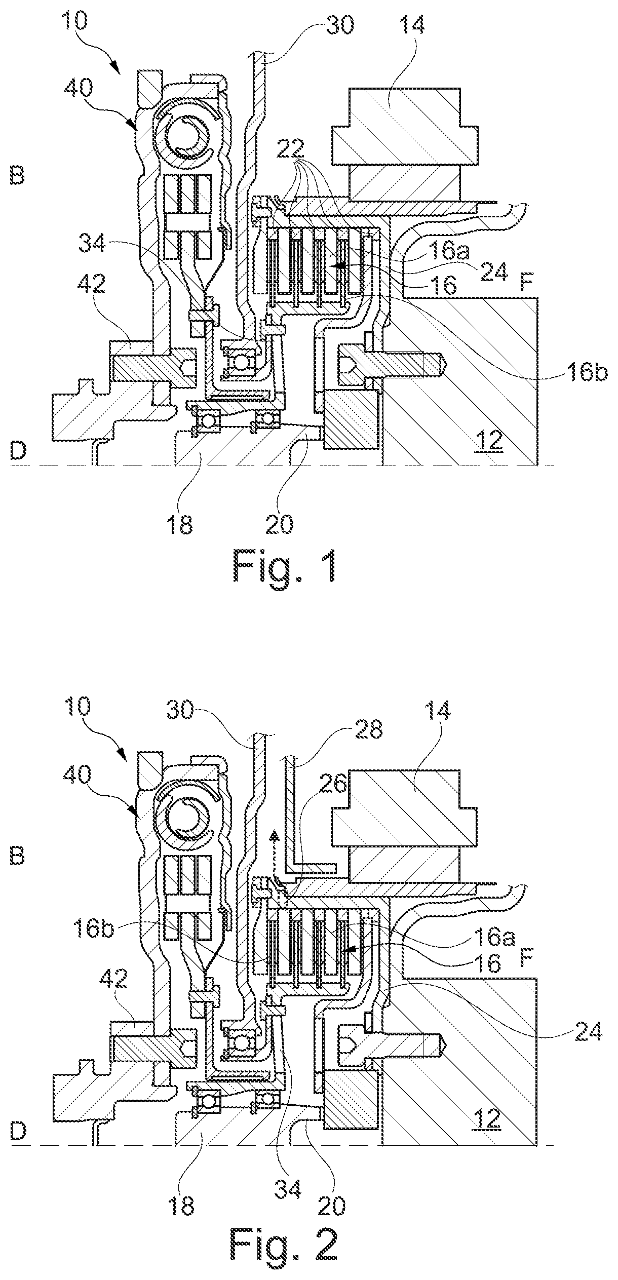 Patent US11780316 — Hybrid module having management of wear debris for a dry friction clutch — Figure 1