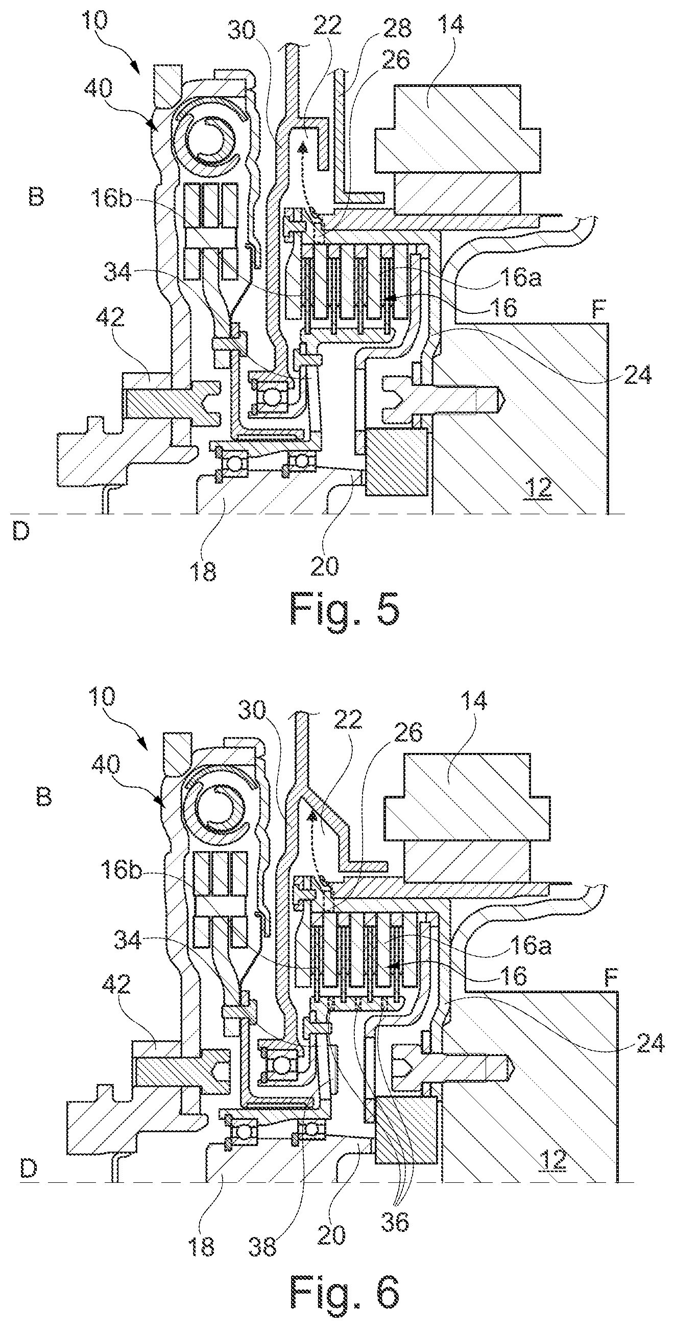 Patent US11780316 Figure 3 – Hybrid module having management of wear debris for a dry friction clutch