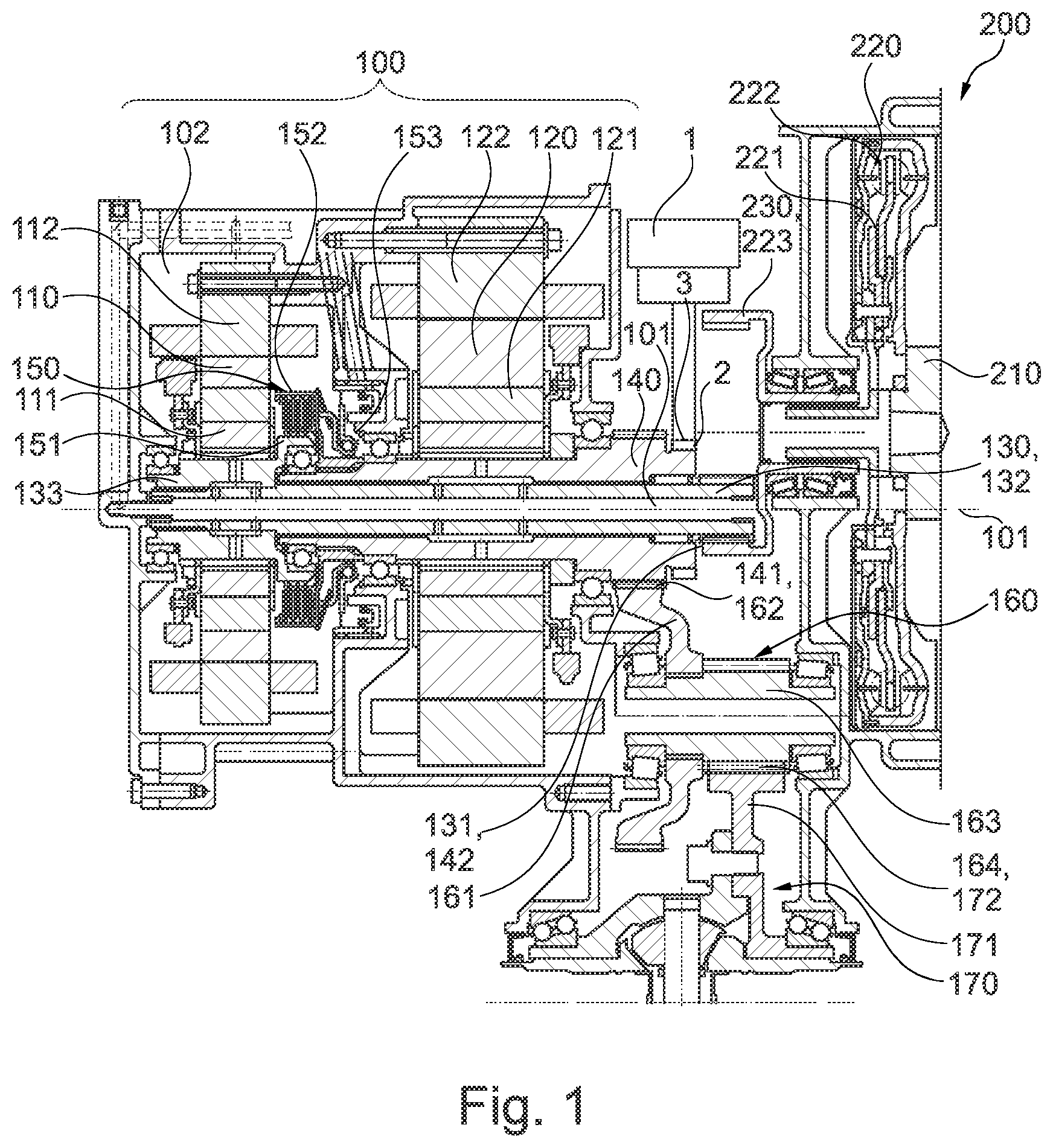 Patent US11780317 Figure 1 – Drive unit drive assembly and hybrid motor vehicle