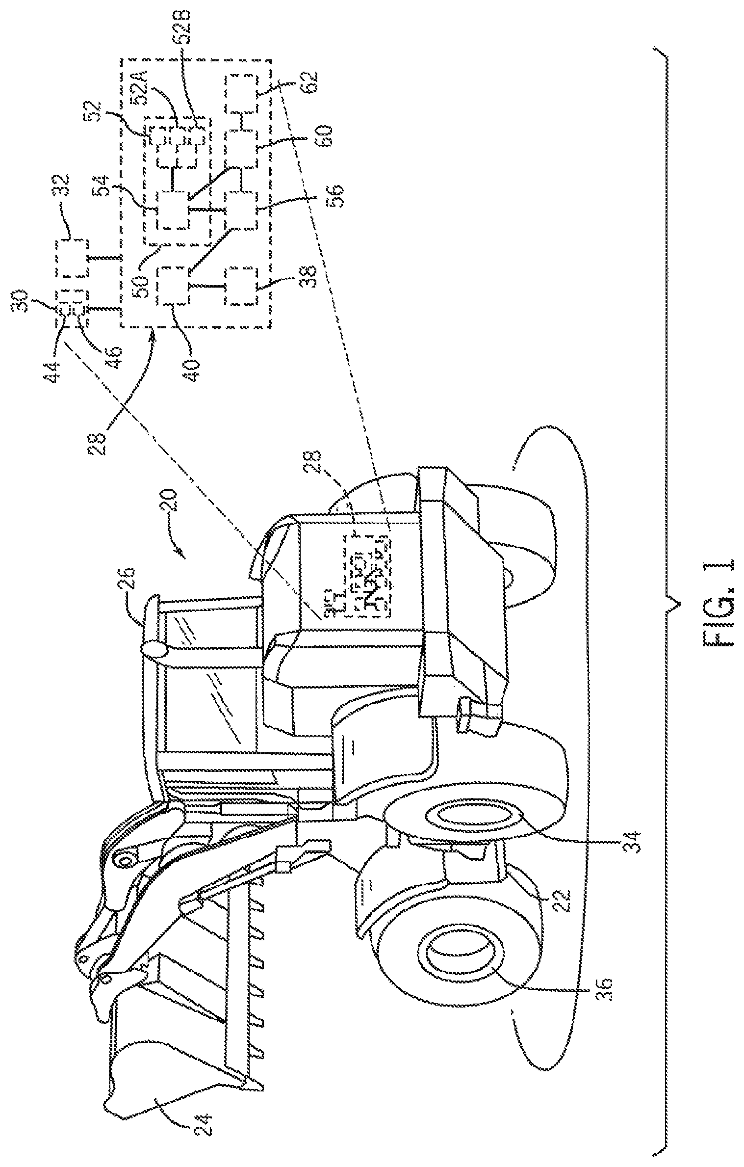 Patent US11780319 Figure 1 – Work vehicle electric drive assembly cooling arrangement