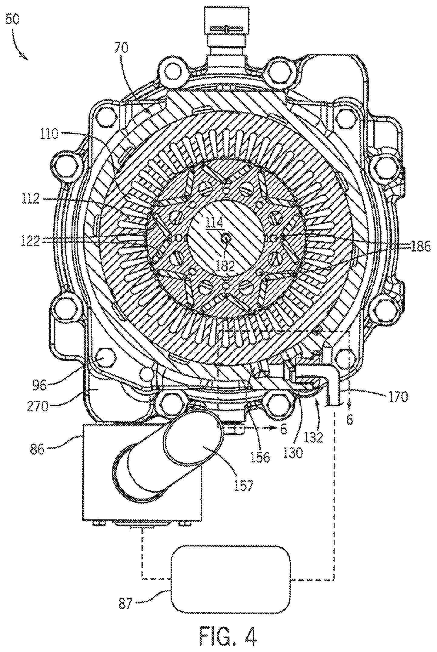 Patent US11780319 Figure 4 – Work vehicle electric drive assembly cooling arrangement