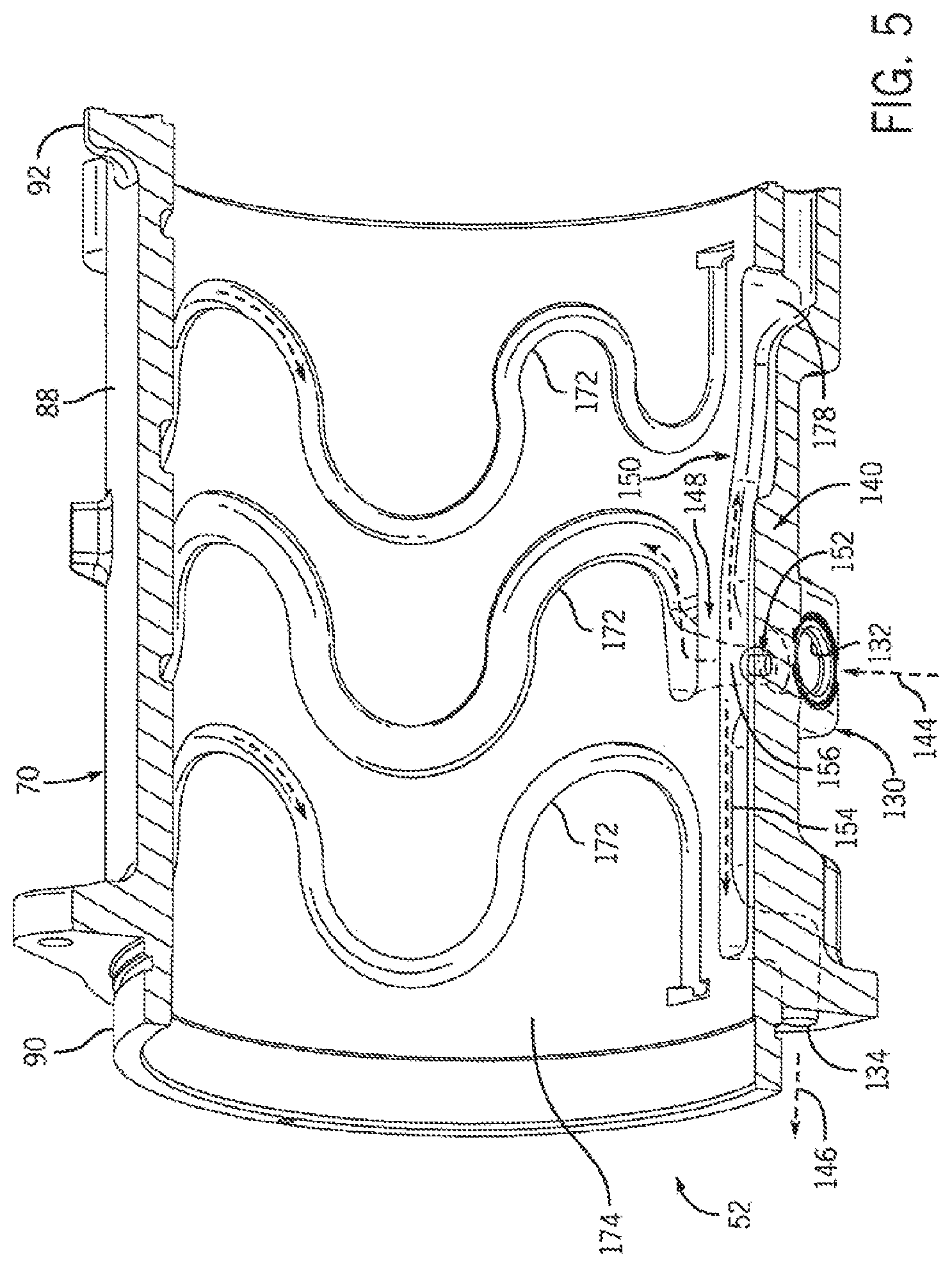 Patent US11780319 Figure 5 – Work vehicle electric drive assembly cooling arrangement