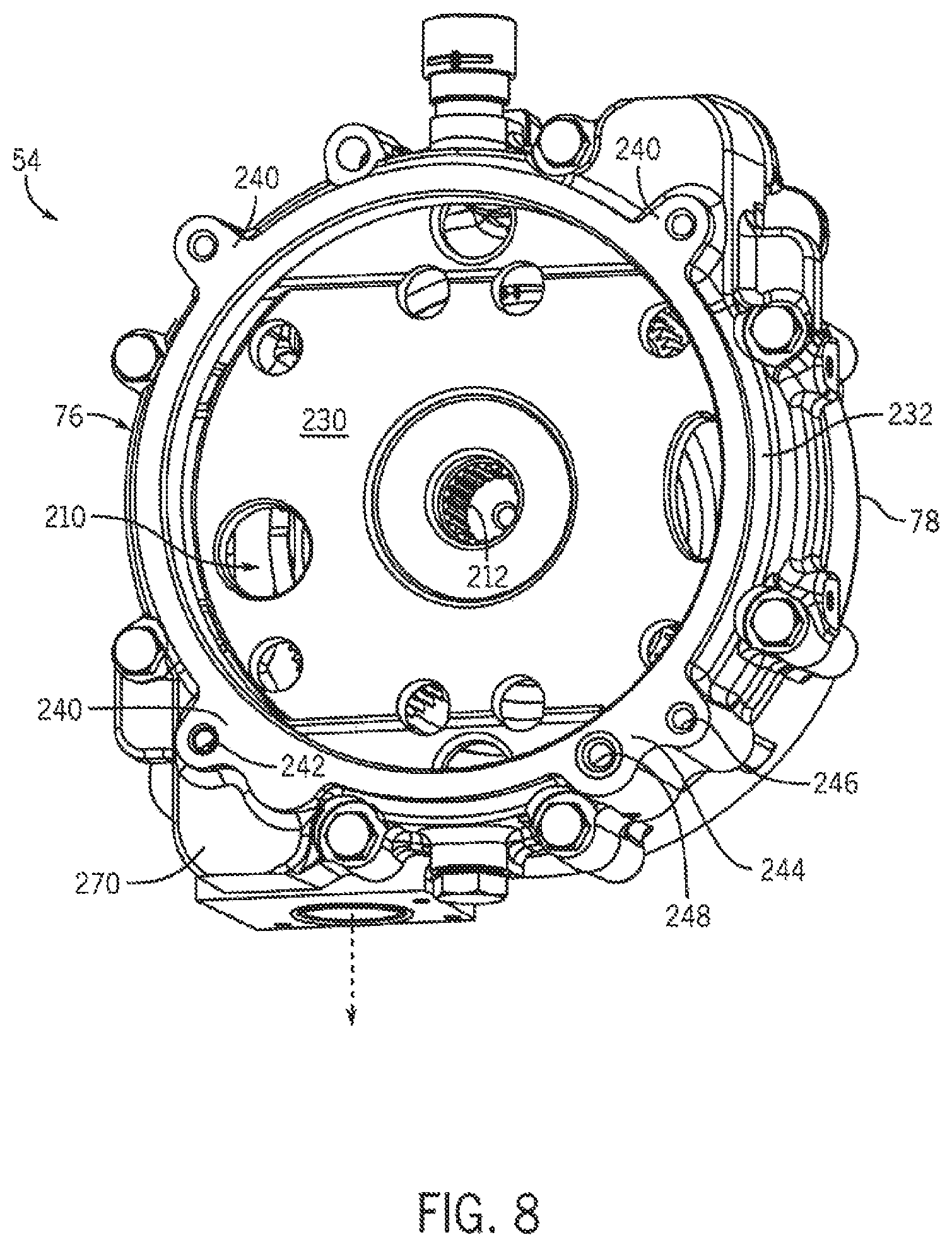 Patent US11780319 Figure 8 – Work vehicle electric drive assembly cooling arrangement