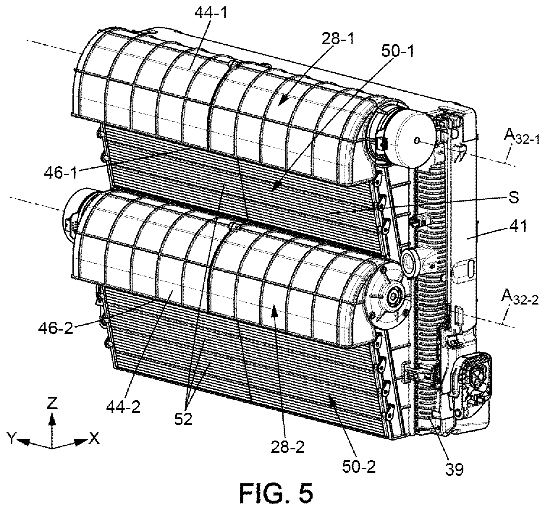 Patent US11780321 Figure 5 – Cooling module for an electric motor vehicle, comprising a tangential-flow turbomachine