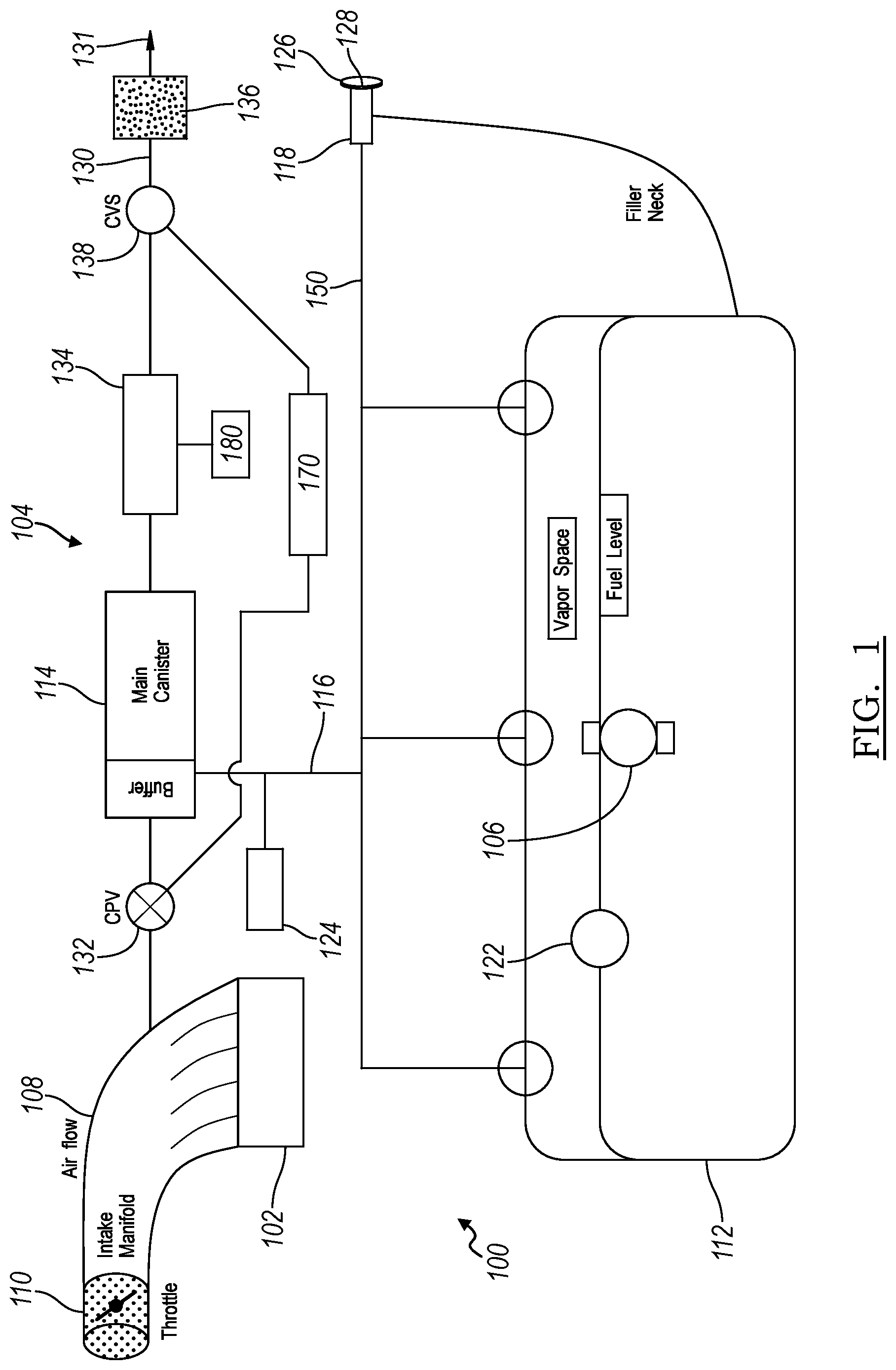 Patent US11780322 Figure 1 – Fuel system for a vehicle