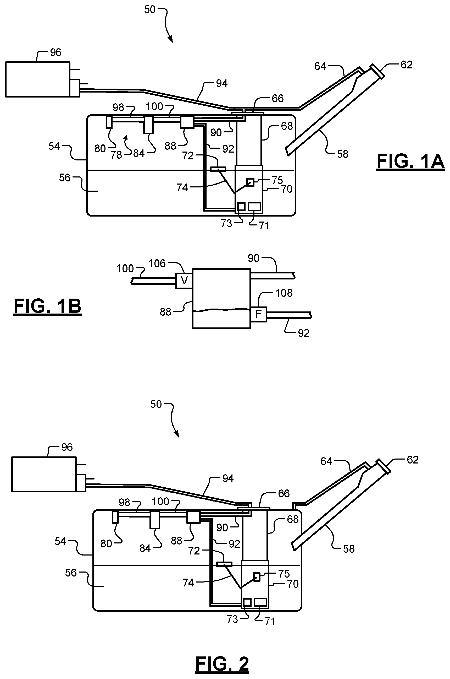 Patent US11780323 Figure 1 – Fuel tank venting system with liquid collection and active purging
