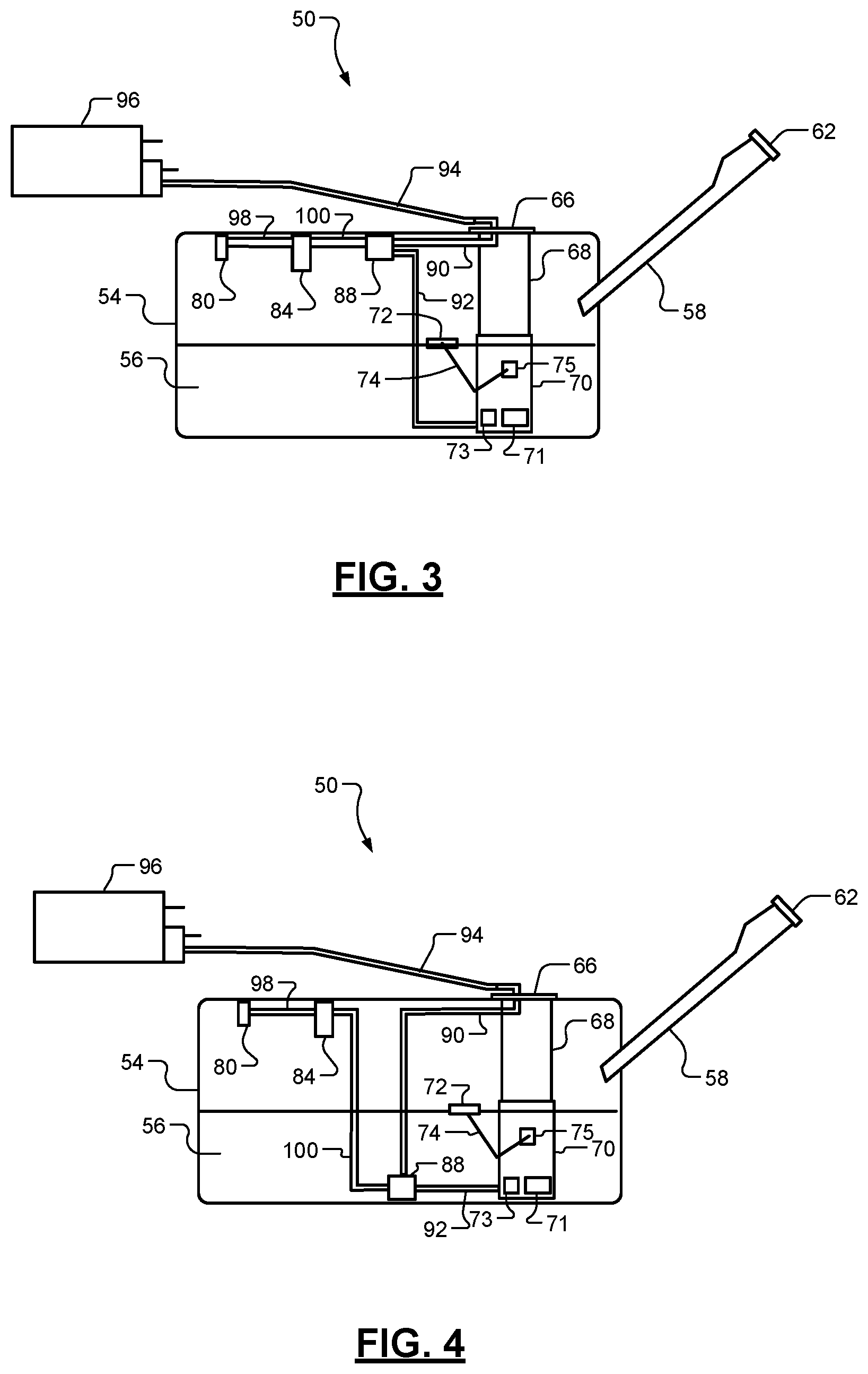 Patent US11780323 Figure 2 – Fuel tank venting system with liquid collection and active purging