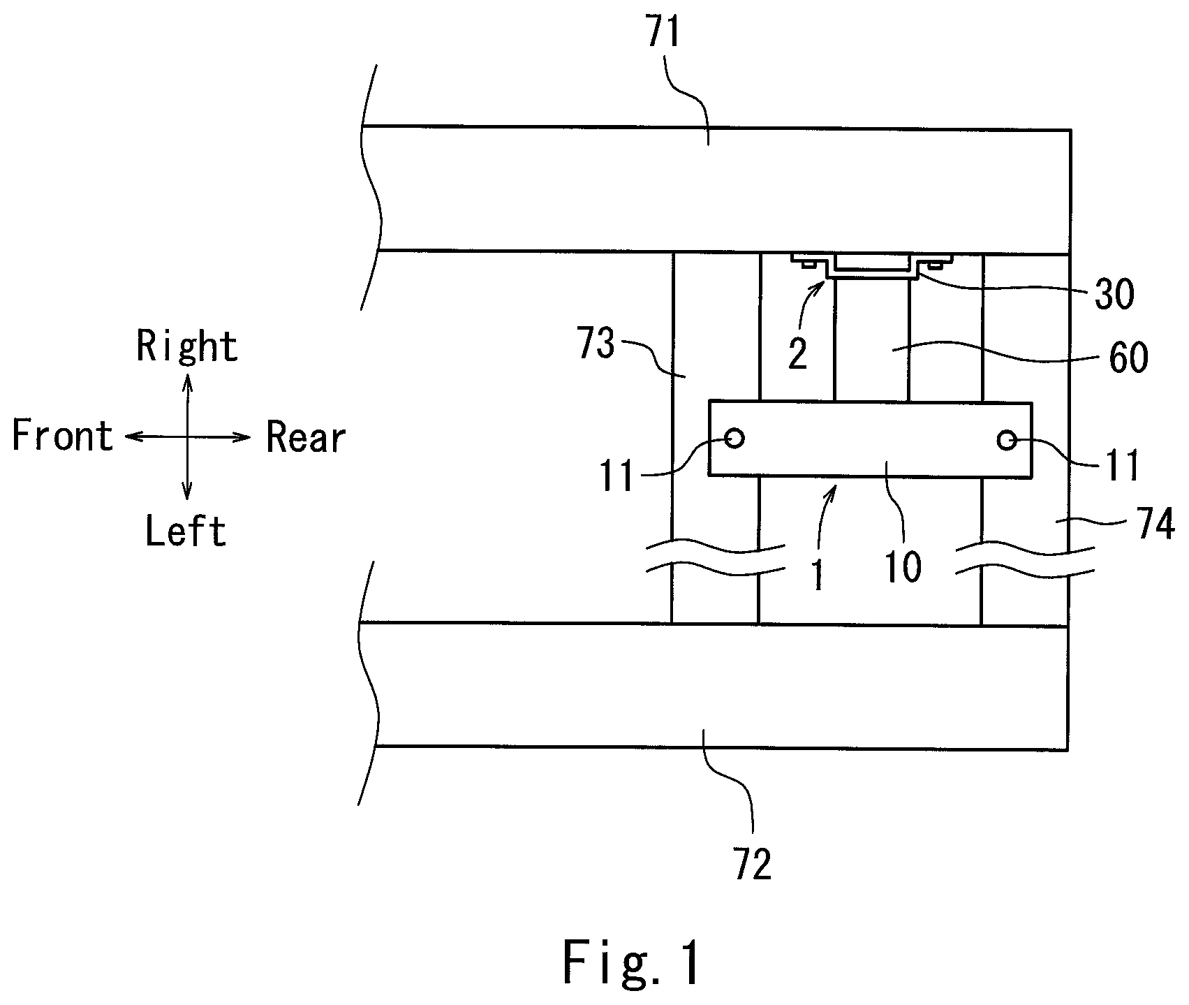 Patent US11780327 Figure 1 – Canister mounting structure