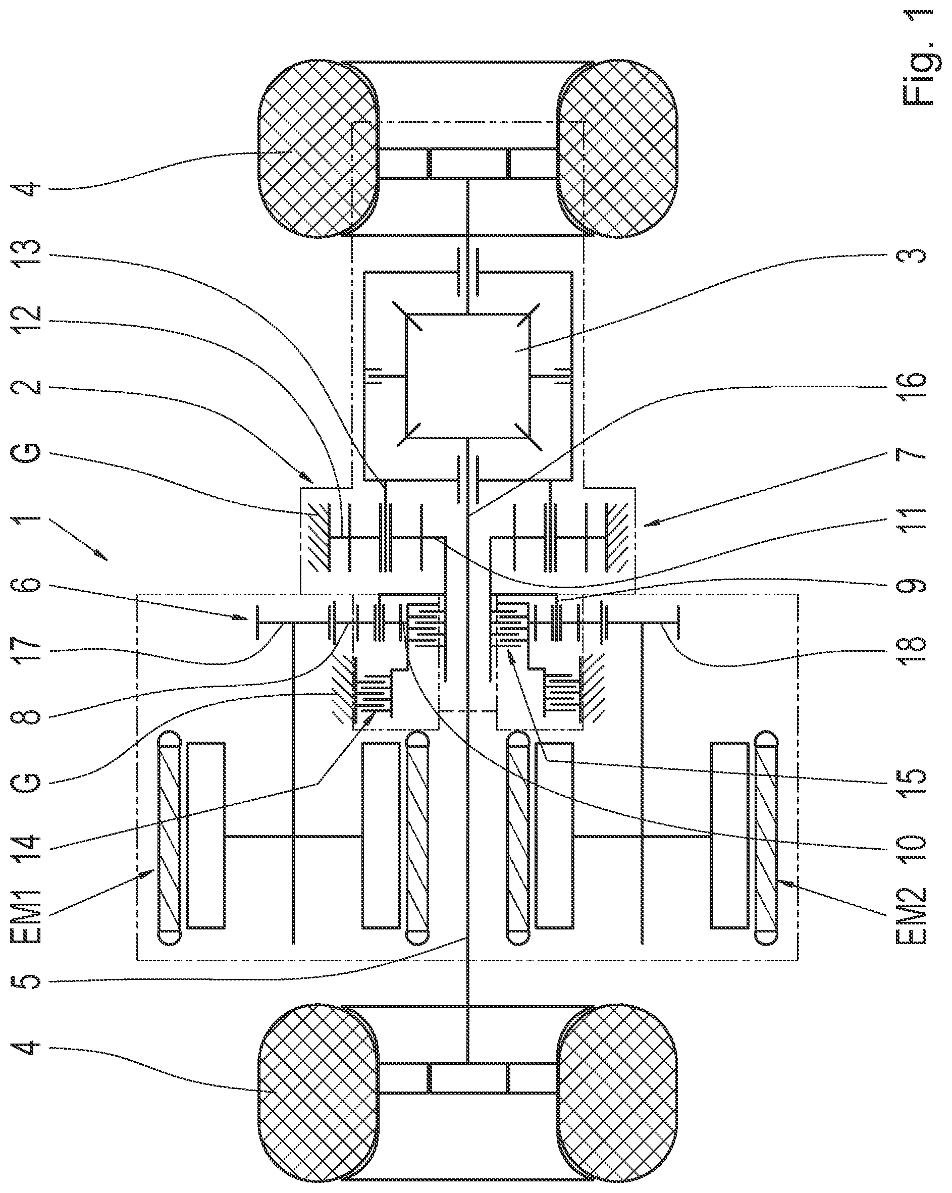 Patent US11780328 Figure 1 – Drive device for an electrically driven axle of a motor vehicle