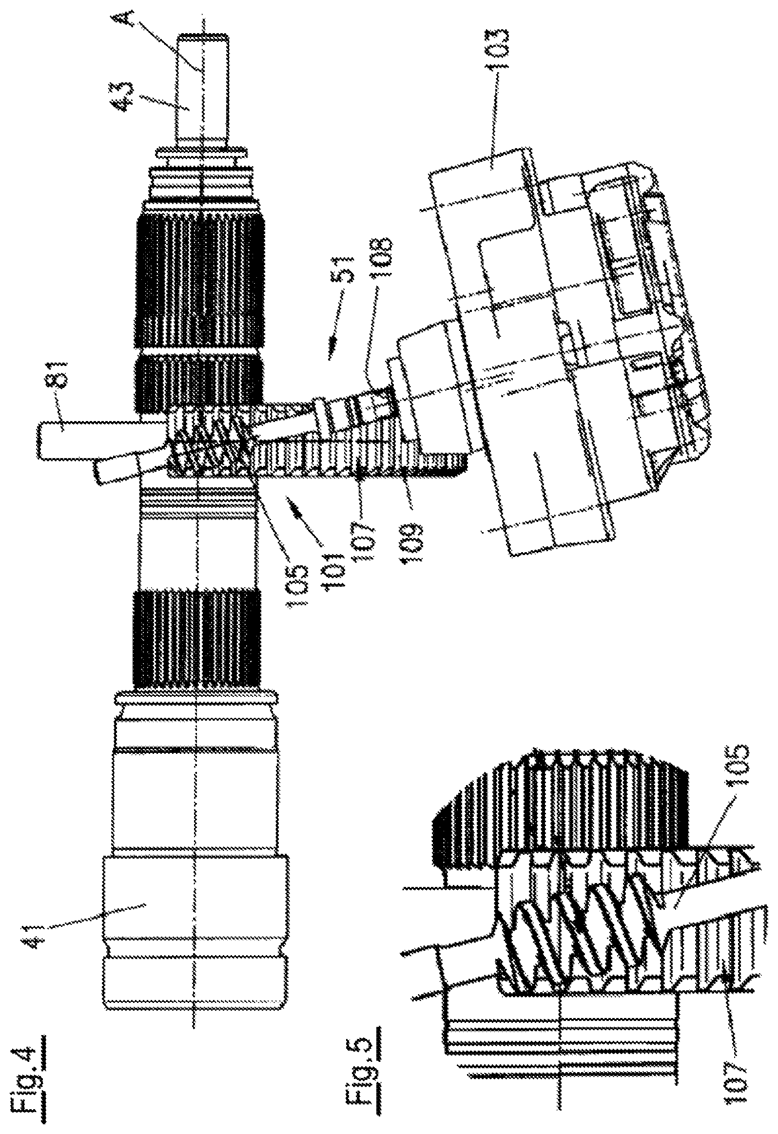 Patent US11780329 Figure 4 – Power transfer assembly with self-locking worm and spur gears